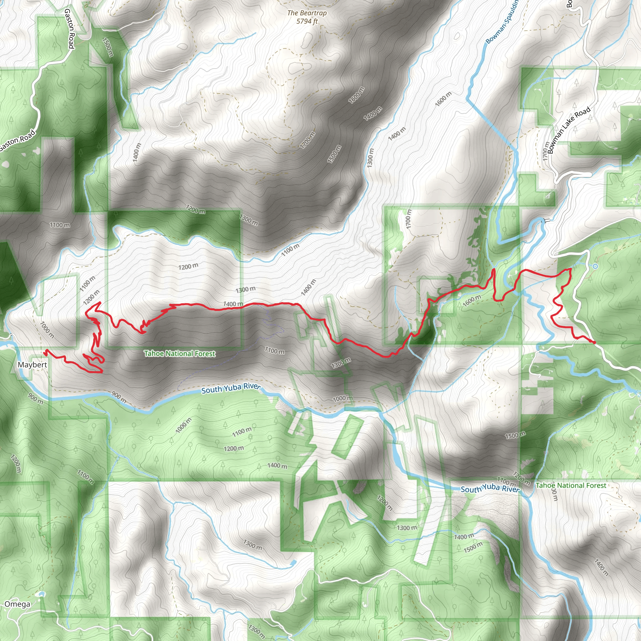 South Yuba Ridge Trail mobile static map