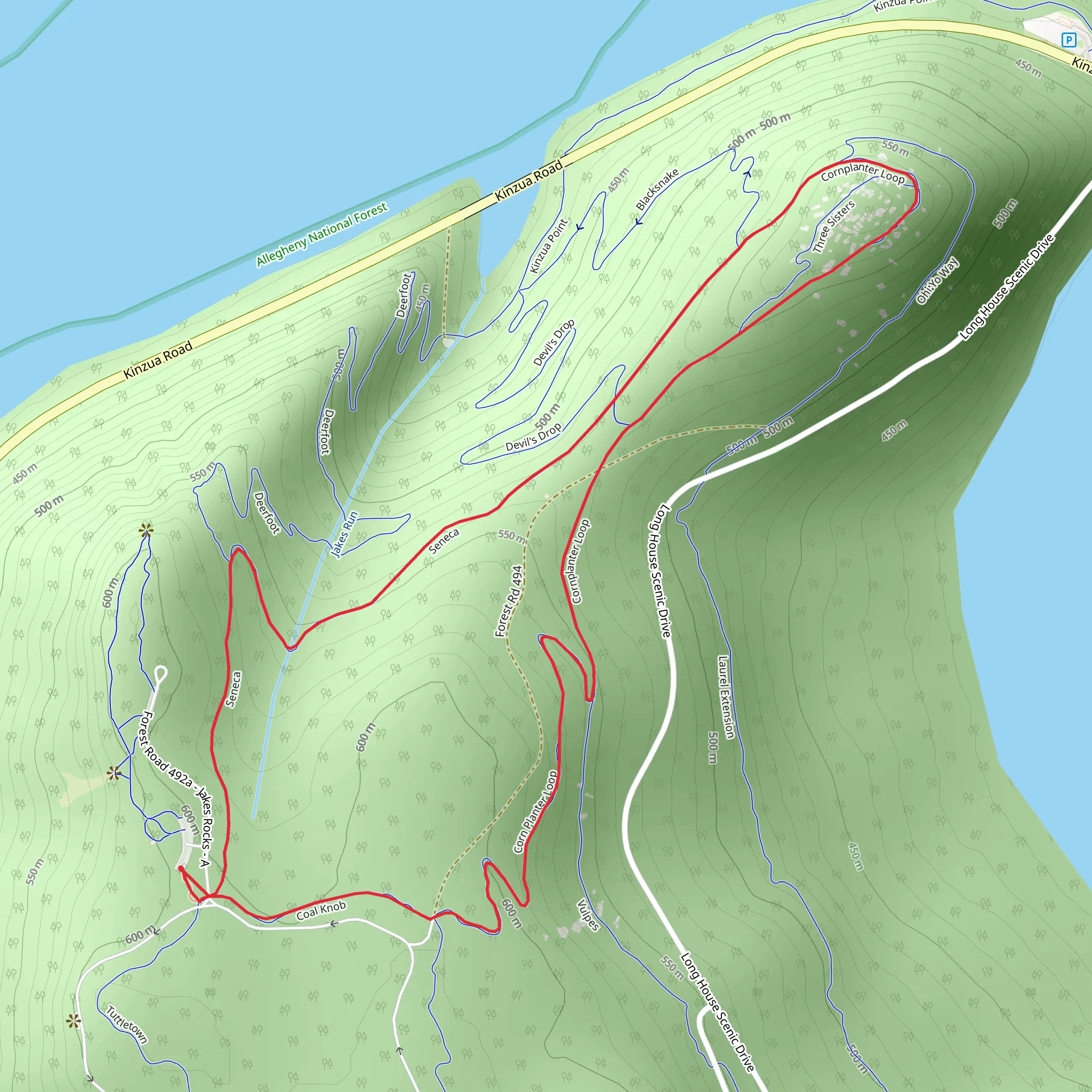 Jakes Rocks Loop via B Trail mobile static map