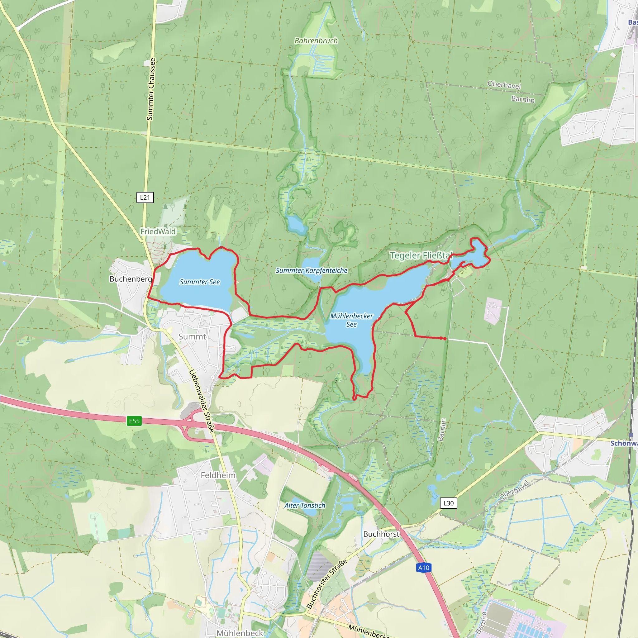 Sauna Ruine, Tegeler Fließ and Summter See Loop mobile static map