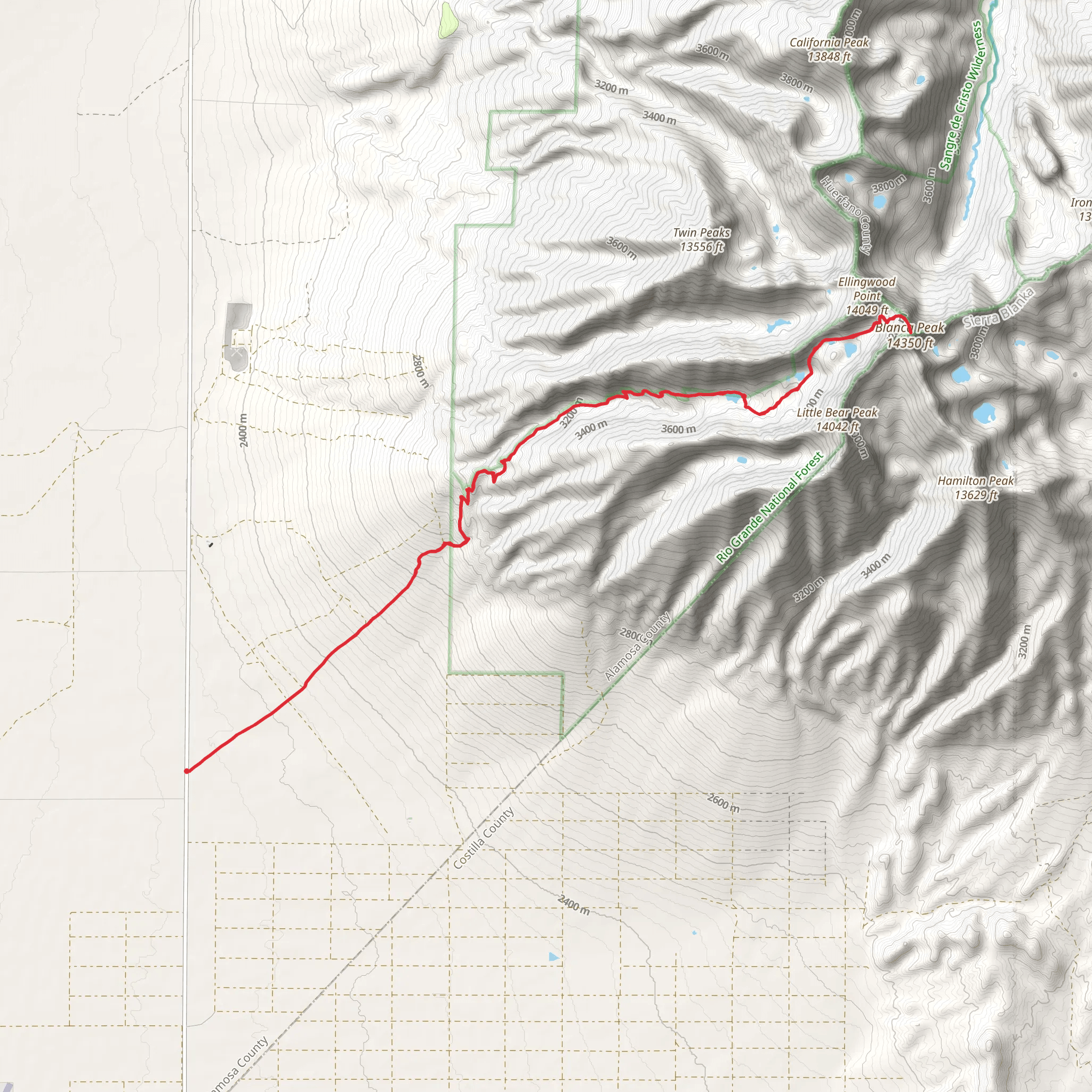 Blanca Peak Trail mobile static map
