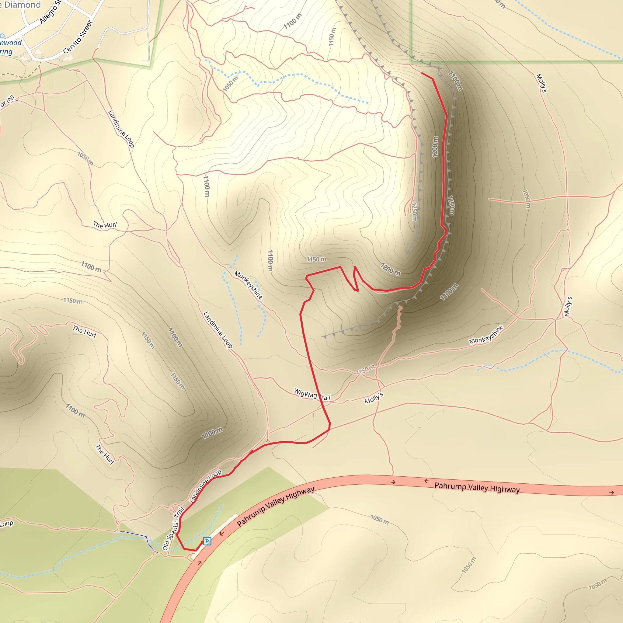 Old Spanish Trail from Pahrump Valley Road mobile static map