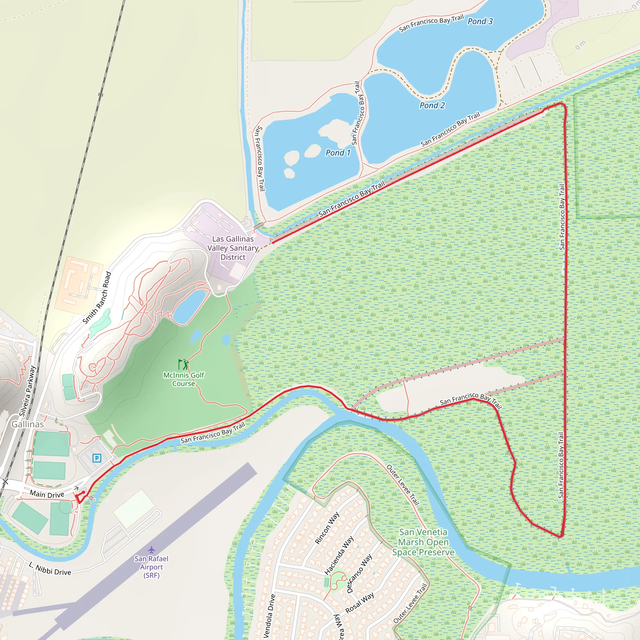 Gallinas Creek Out and Back mobile static map