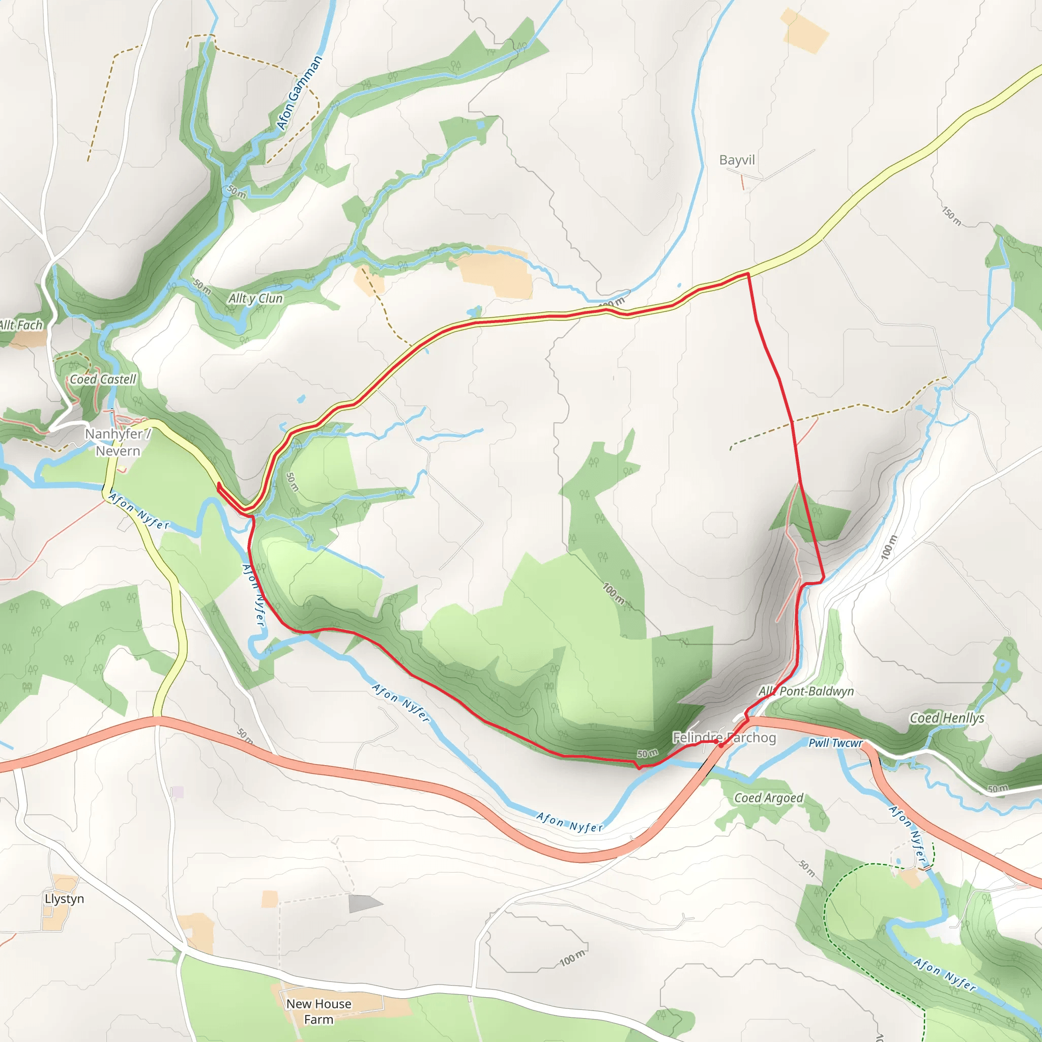 Felindre Farchog mobile static map