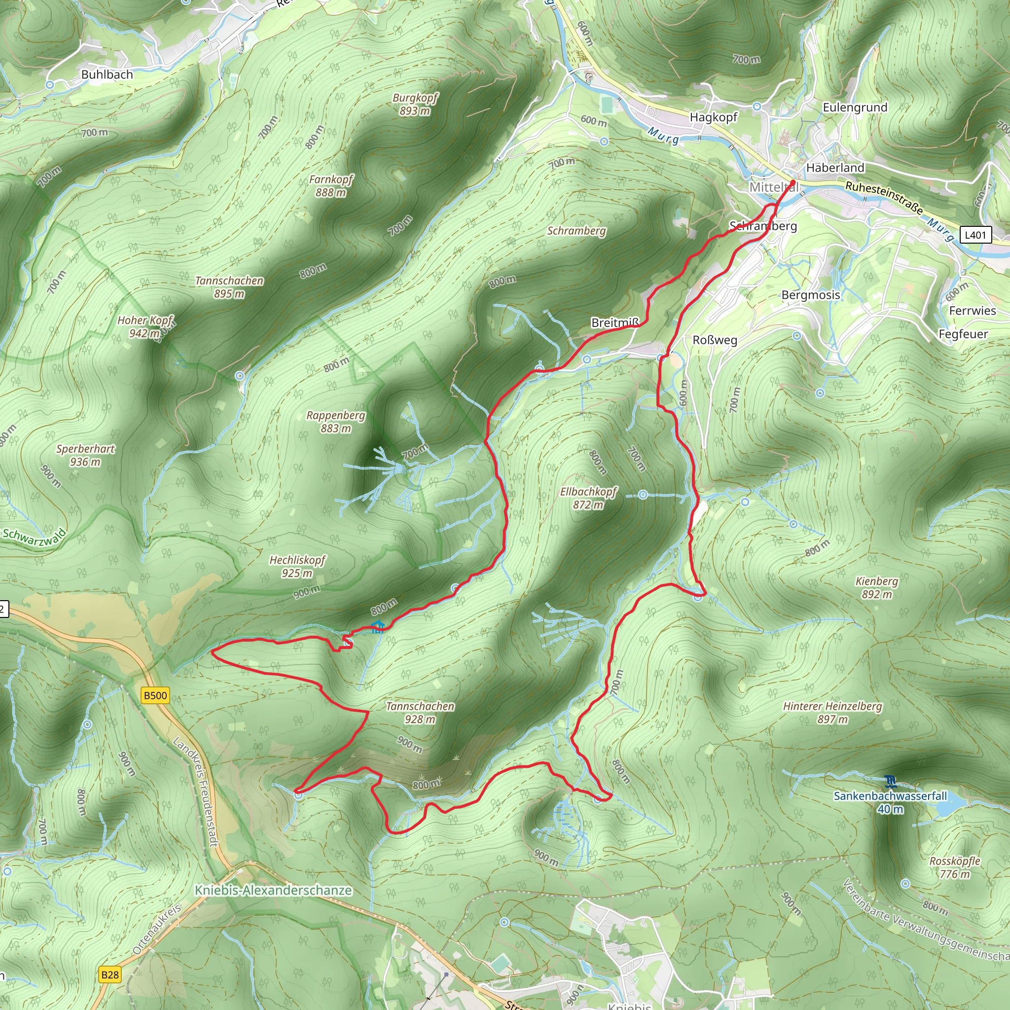 Mitteltal Loop via Tannschachen mobile static map