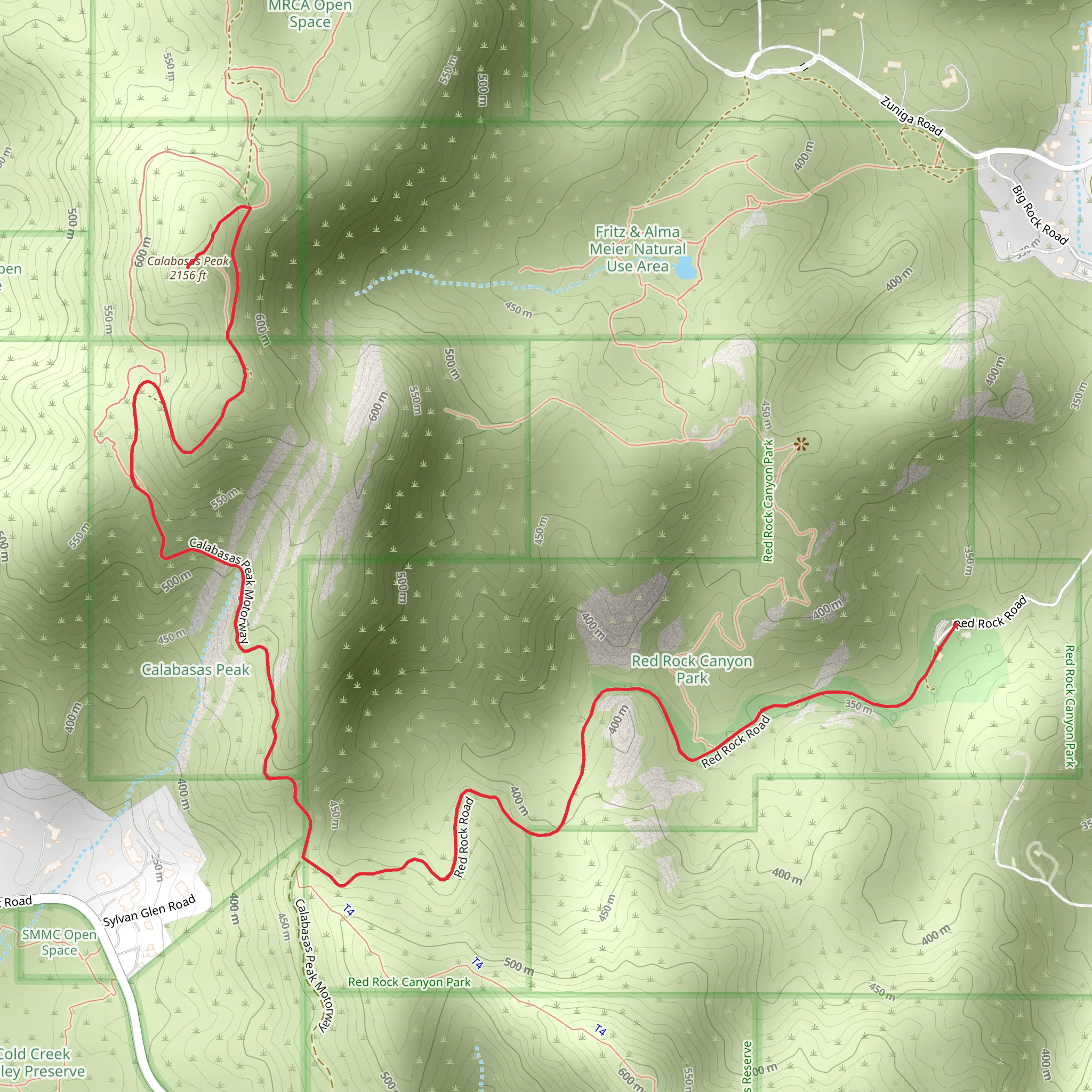 Calabasas Peak via Red Rock Road mobile static map
