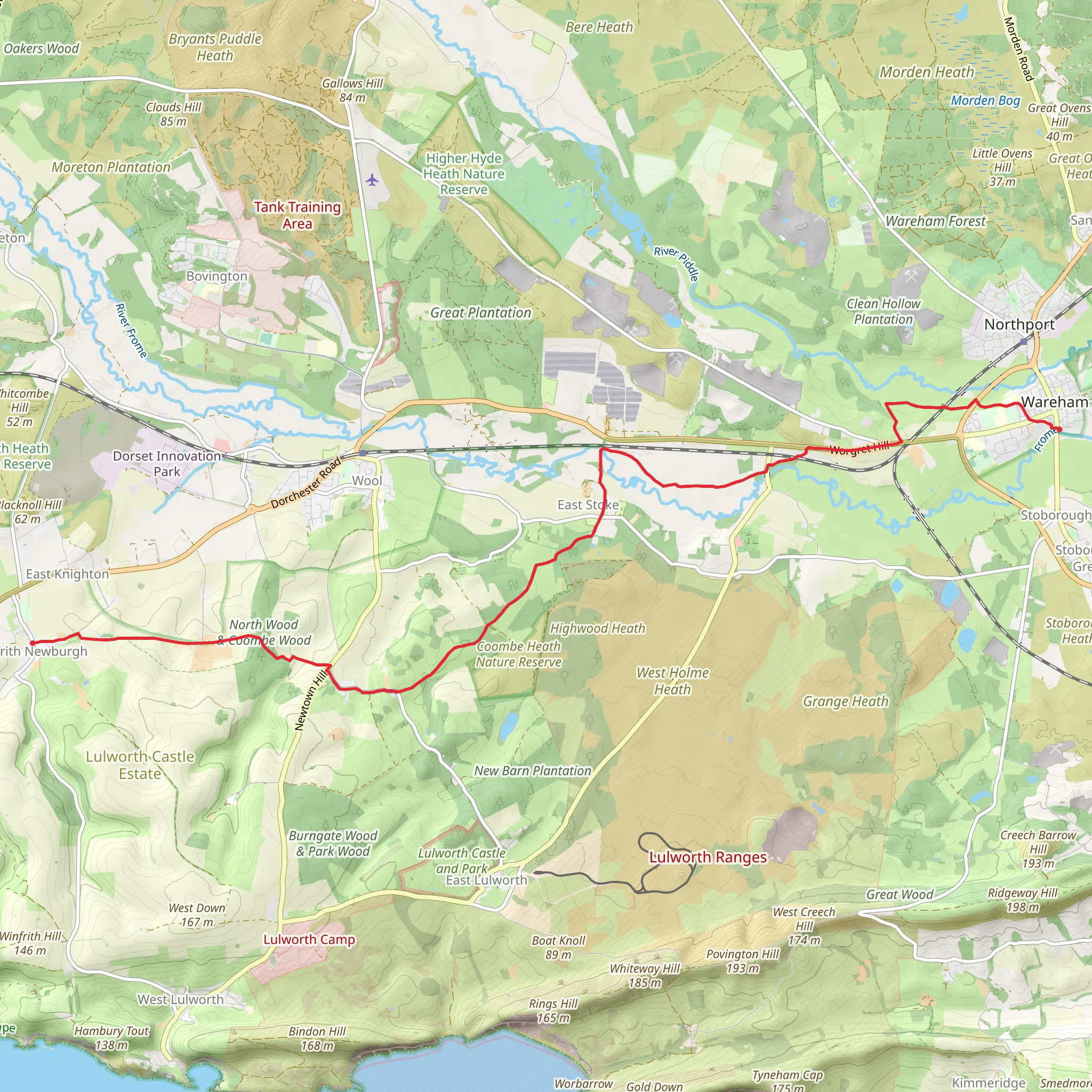 Purbeck to Winfrith Newburgh mobile static map