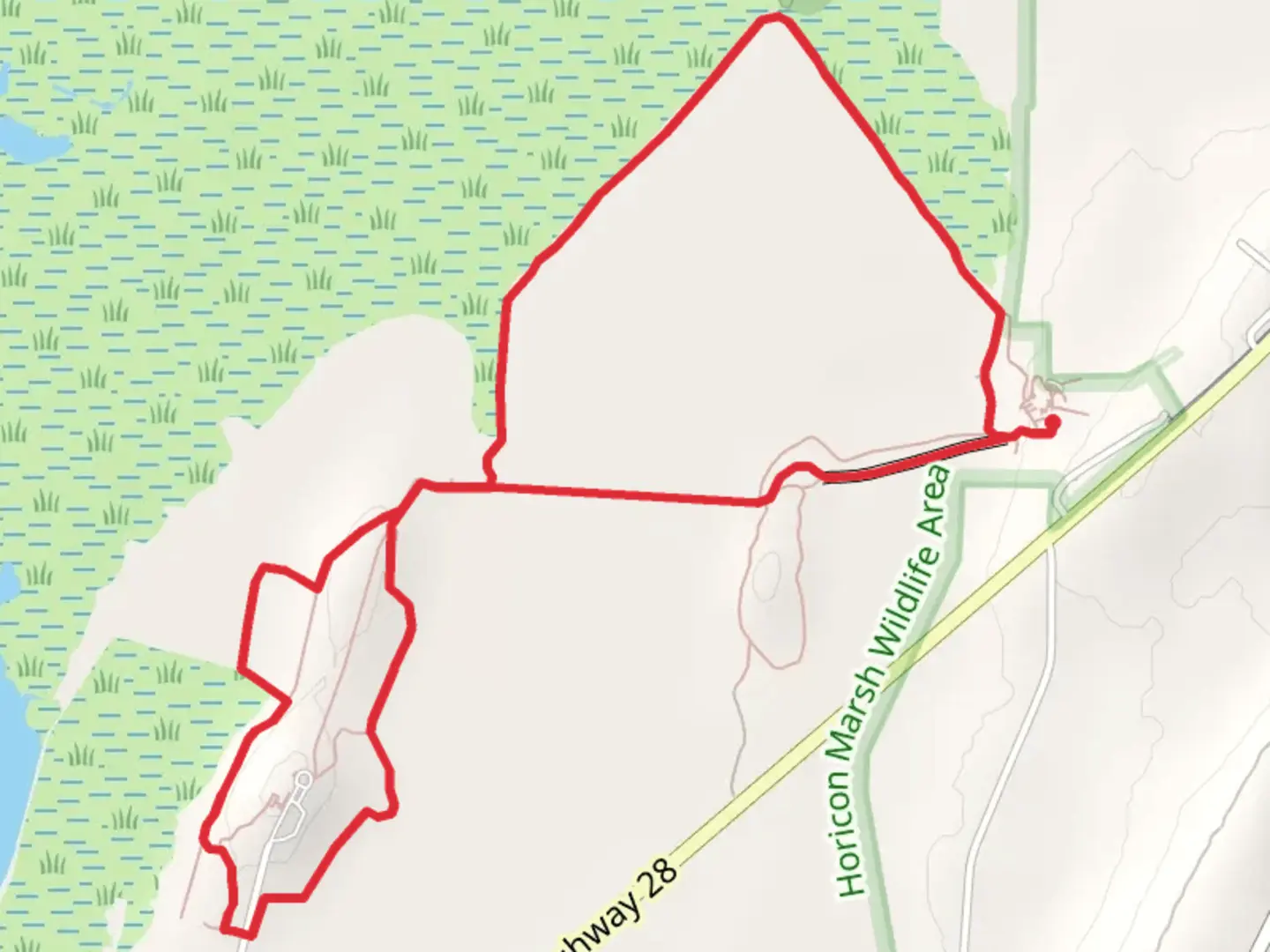 An image depicting the trail Horicon Marsh Boardwalk and Horicon Marsh Habitat Hike Loop and its surrounding area.