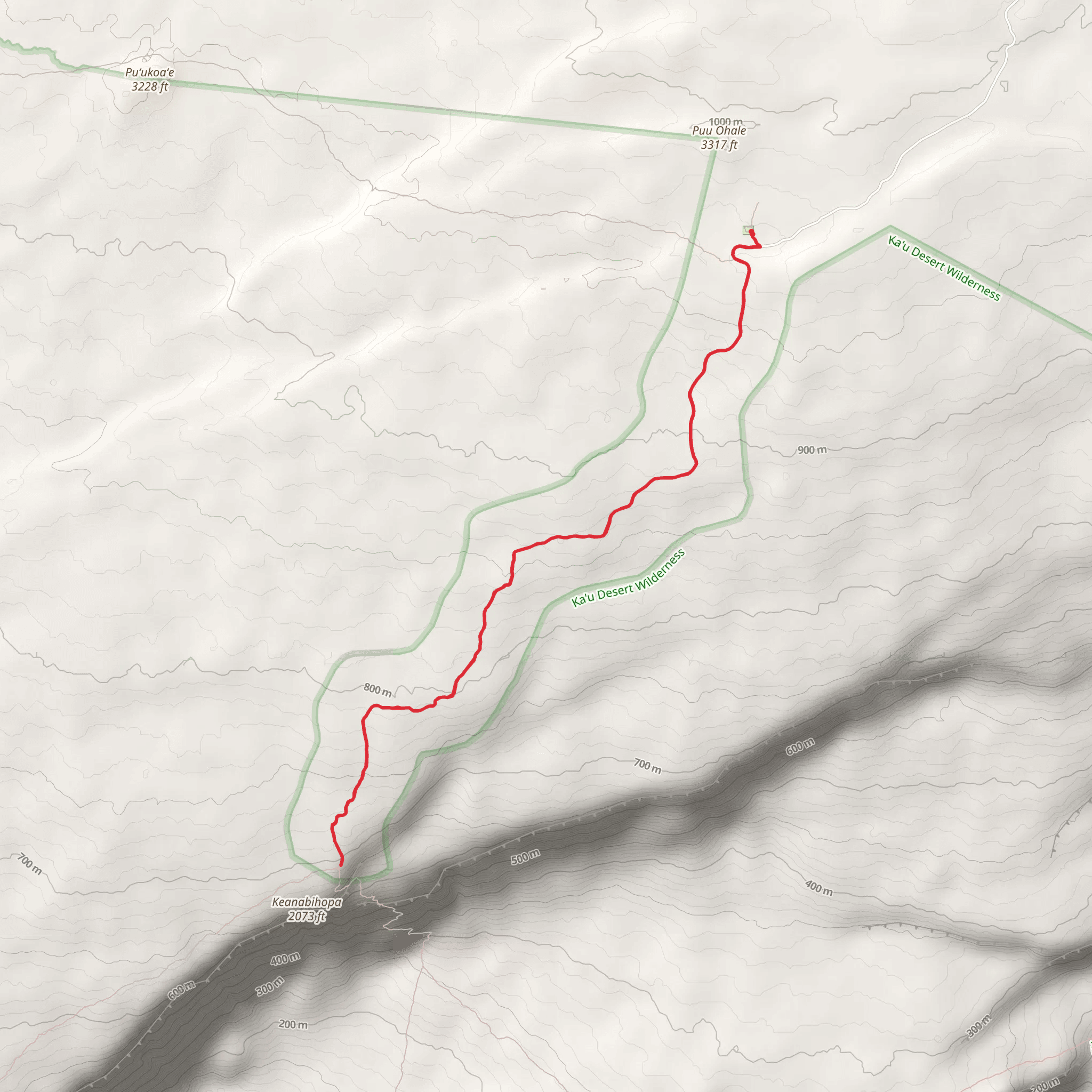 Hilina Pali Road mobile static map