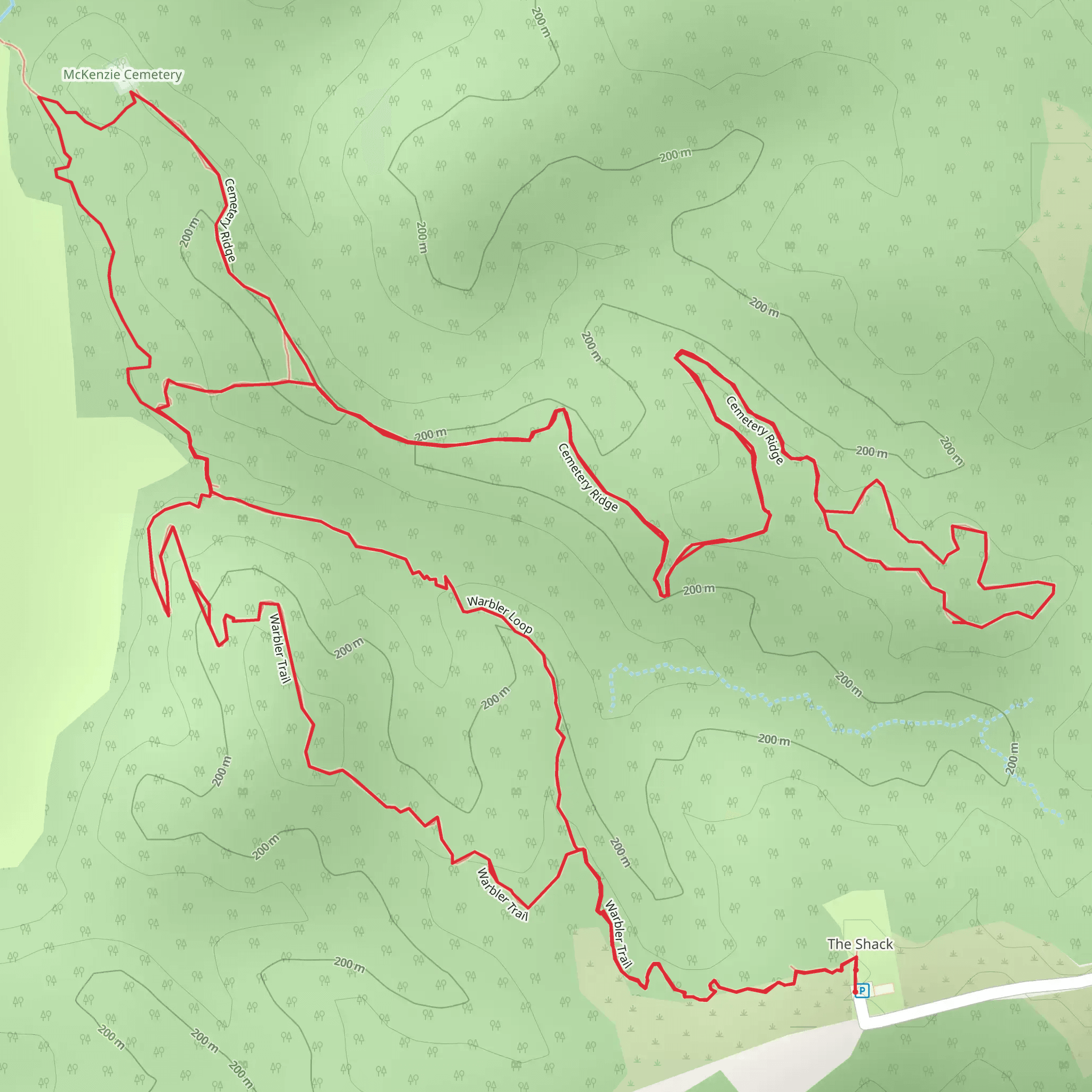 Warbler Trail and Cemetery Ridge Loop mobile static map