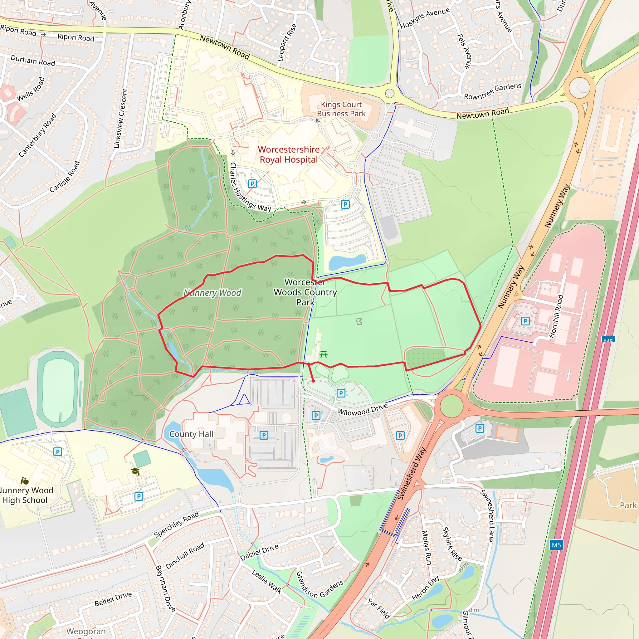 Worcester Woods Country Park Walk mobile static map