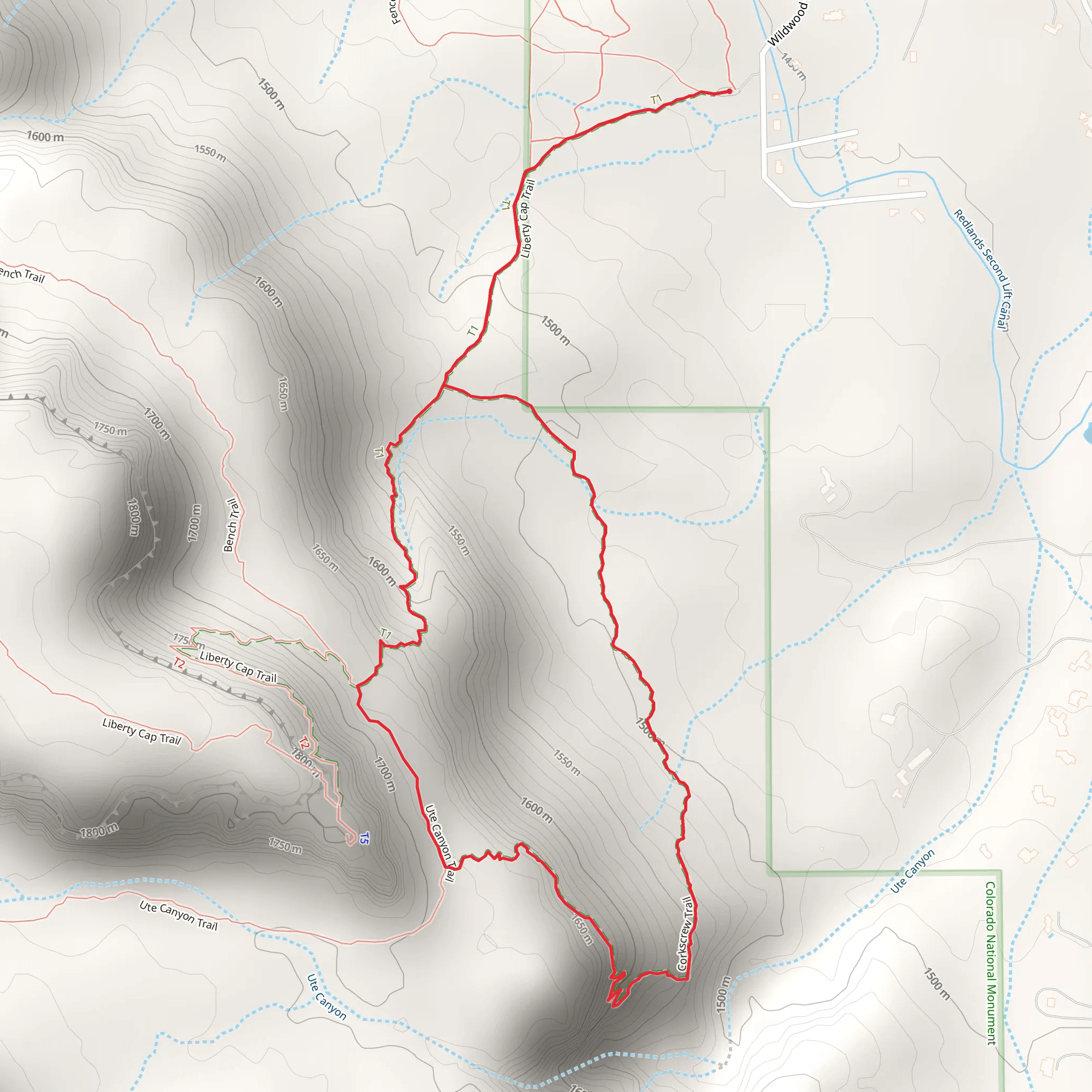 Corkscrew Trail via Liberty Cap Trail mobile static map