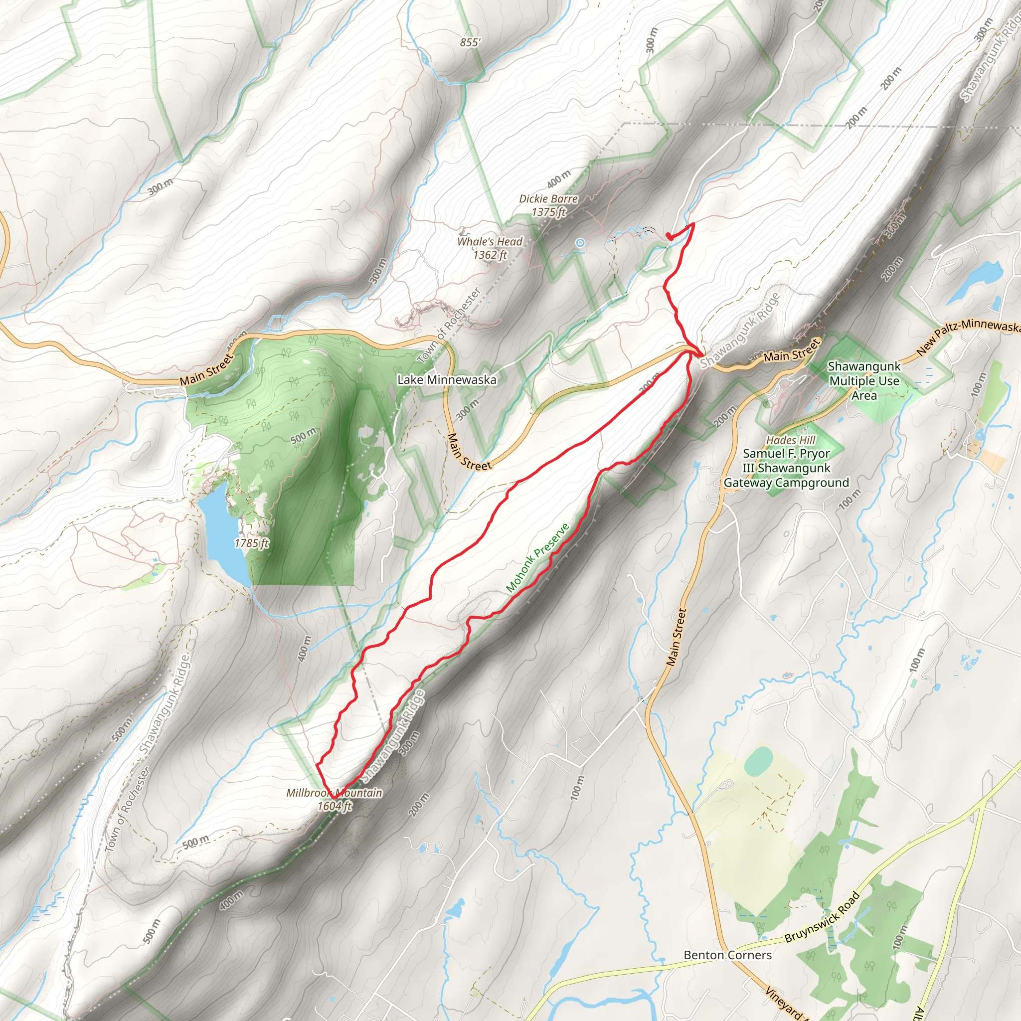 Millbrook Mountain Loop from Old Minnewaska Trail mobile static map