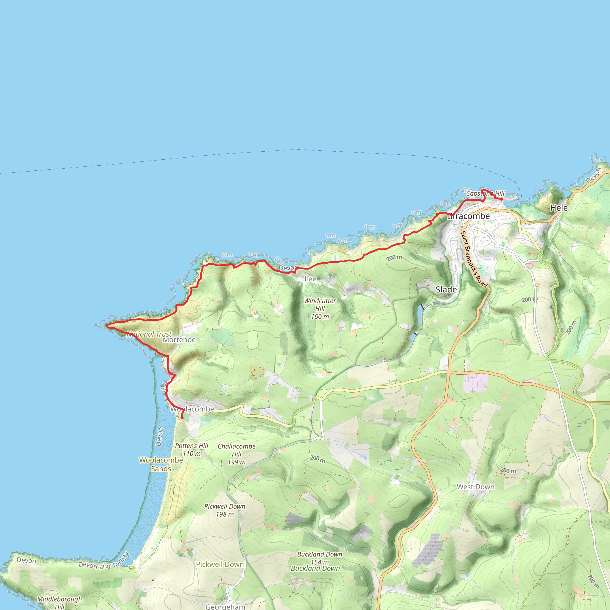 Ilfracombe to Woolacombe Coastal Walk mobile static map