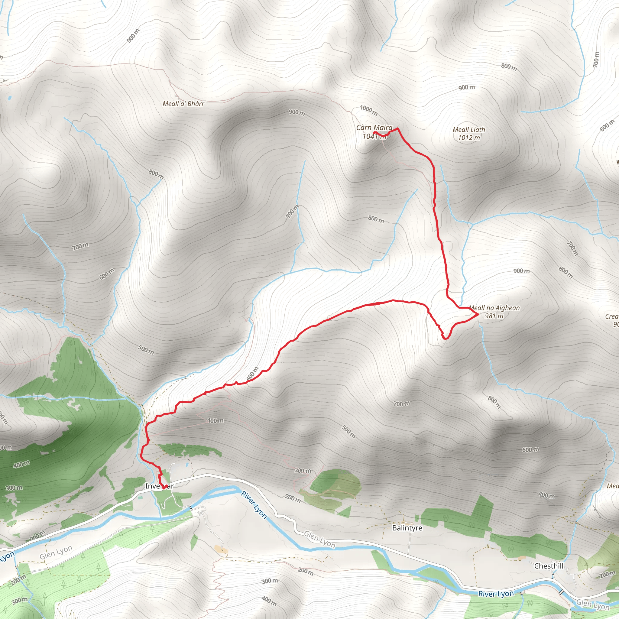 Meall Garbh - Càrn Mairg mobile static map
