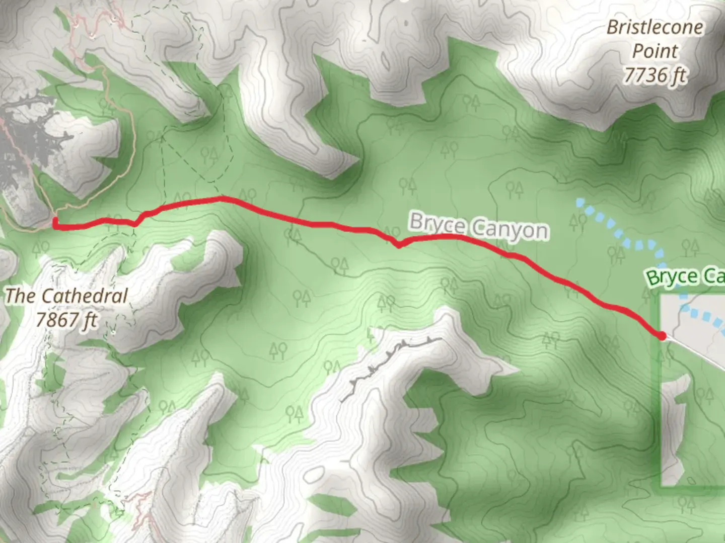 An image depicting the trail Tropic Trail and its surrounding area.