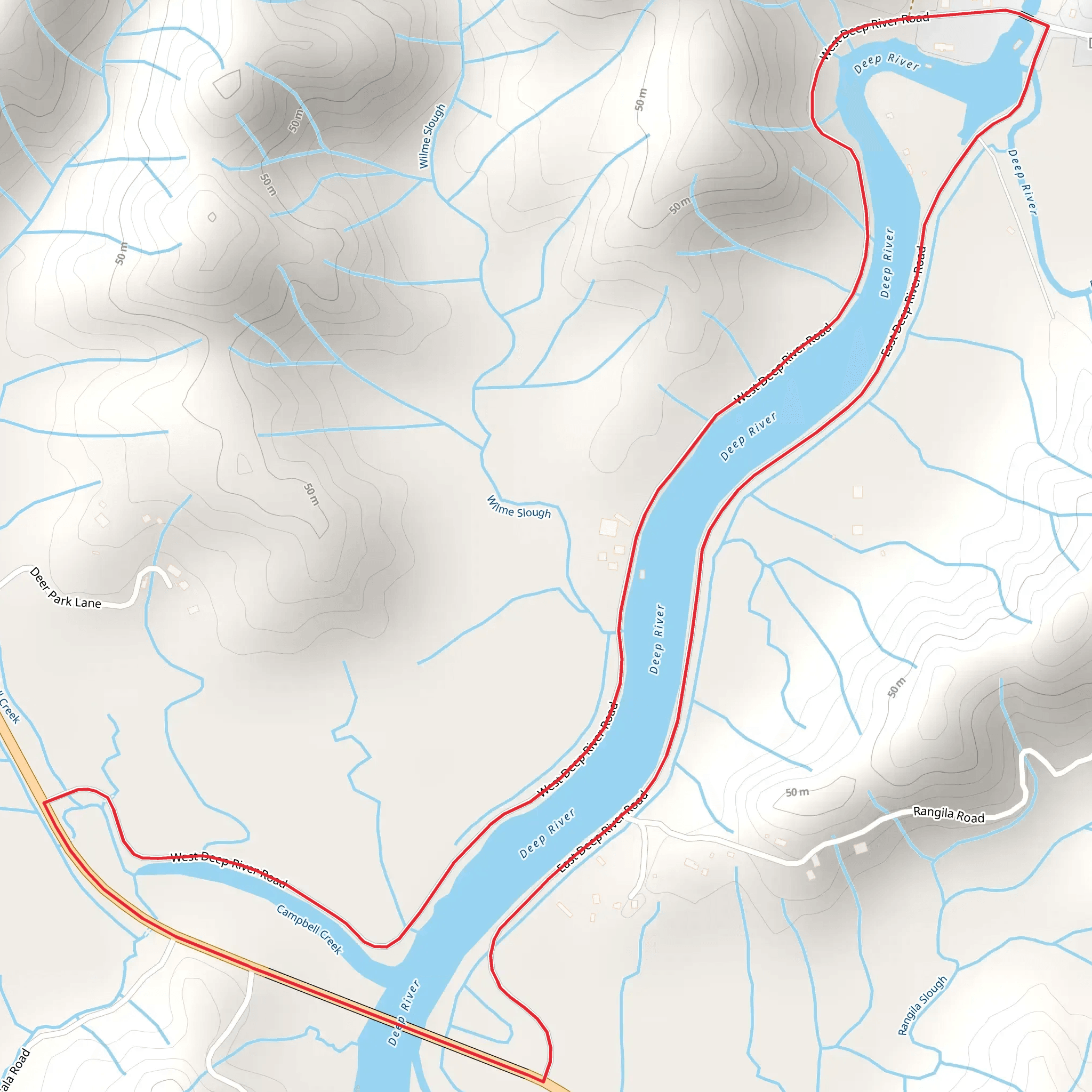 West and East Deep River Road Loop mobile static map