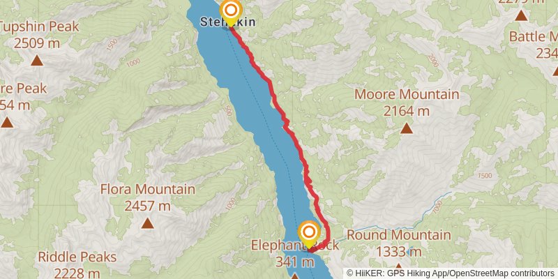 Chelan Lakeshore Trail to Moore Point Campground stage 2 Map