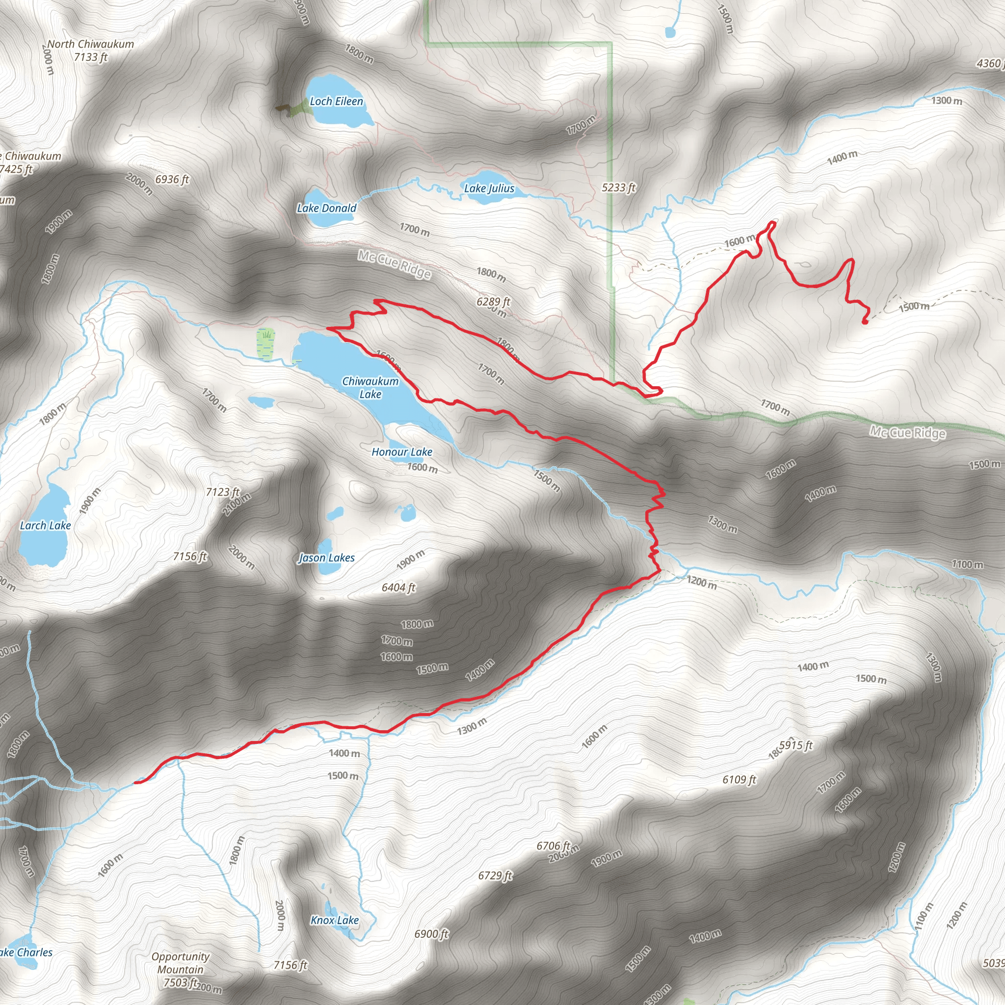 McCue Ridge Trail and Glacier Creek Trail mobile static map