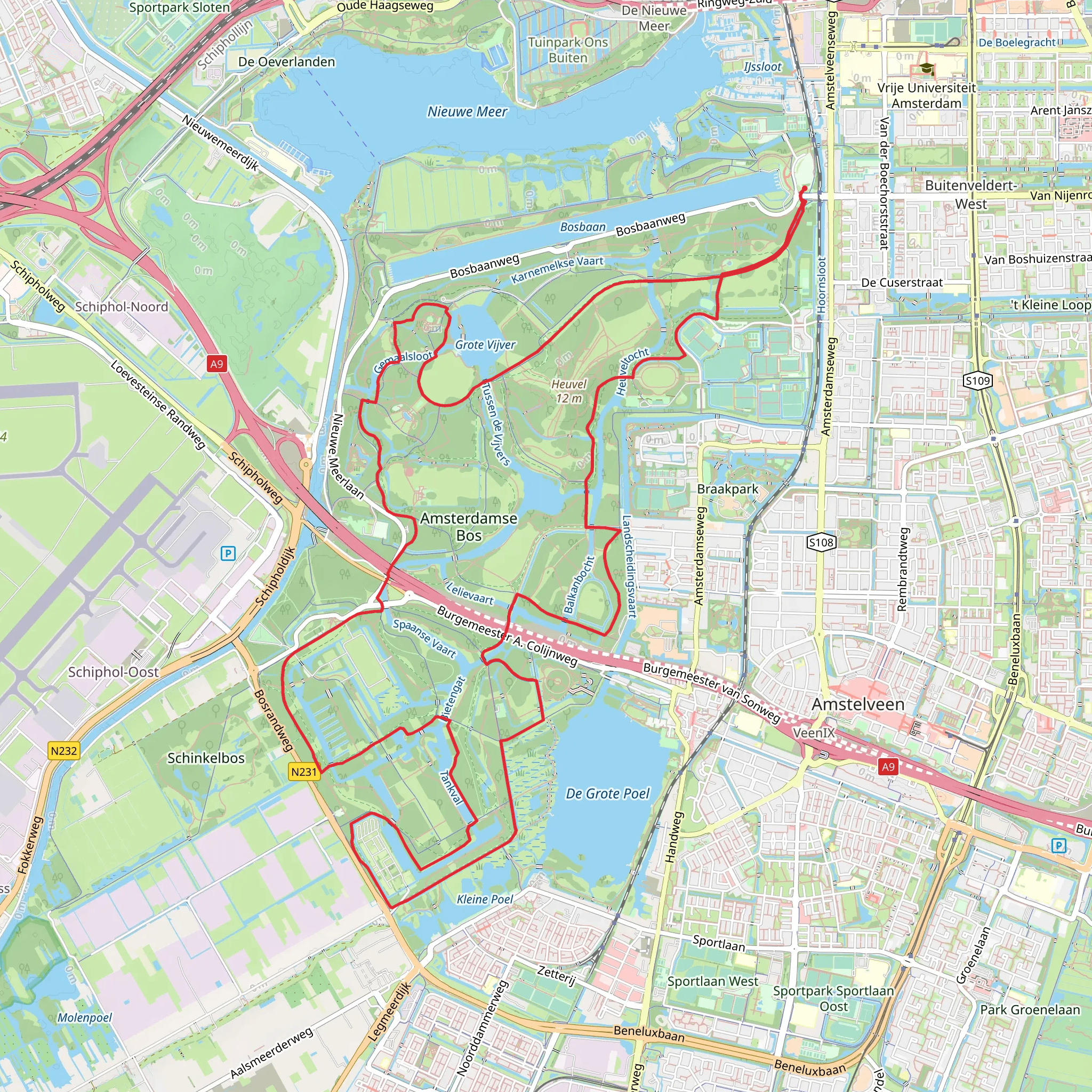 Grote Vijver, Het Amsterdamse Bos and De Poel Loop mobile static map