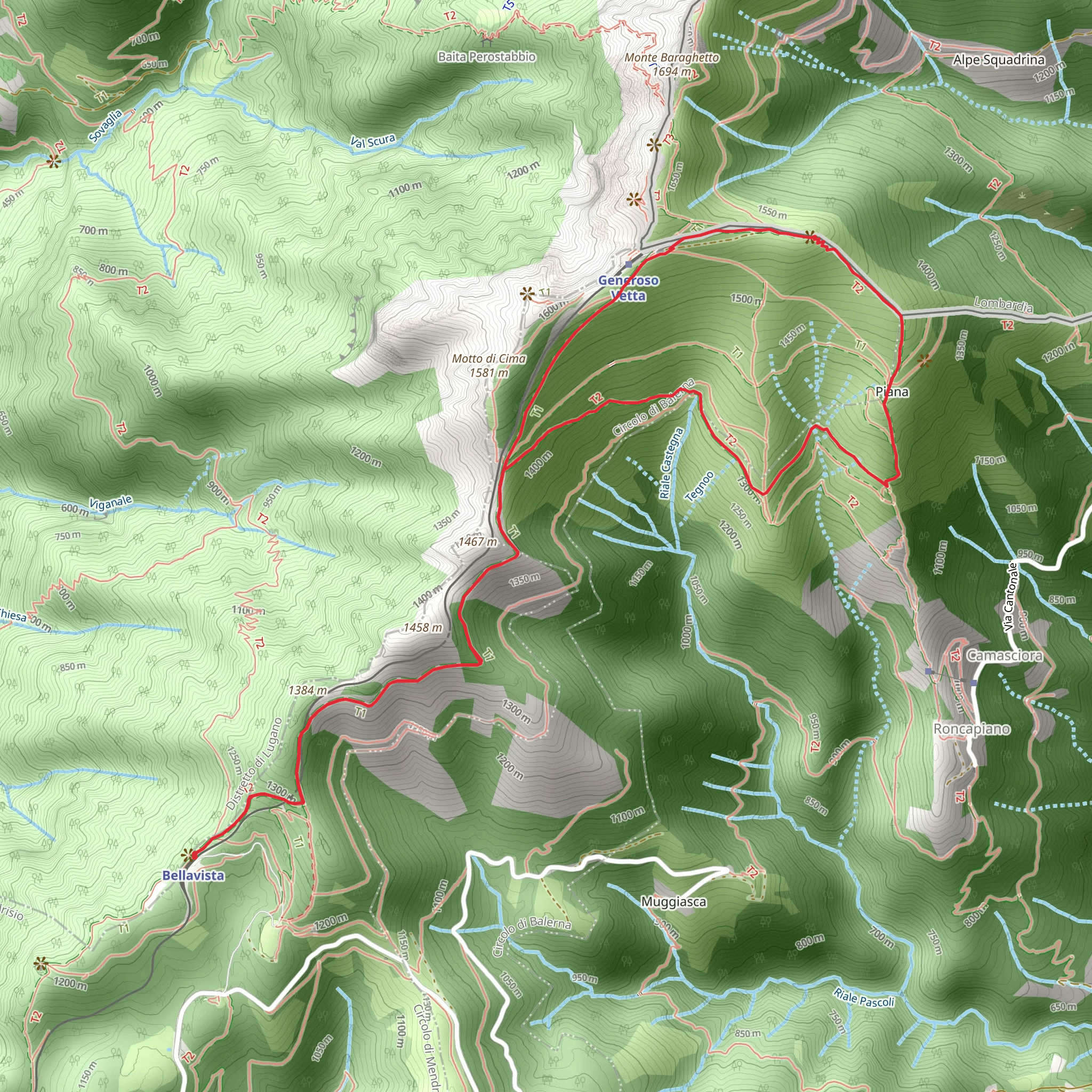 Bellavista – Alpe Génor – Monte Generoso Loop mobile static map