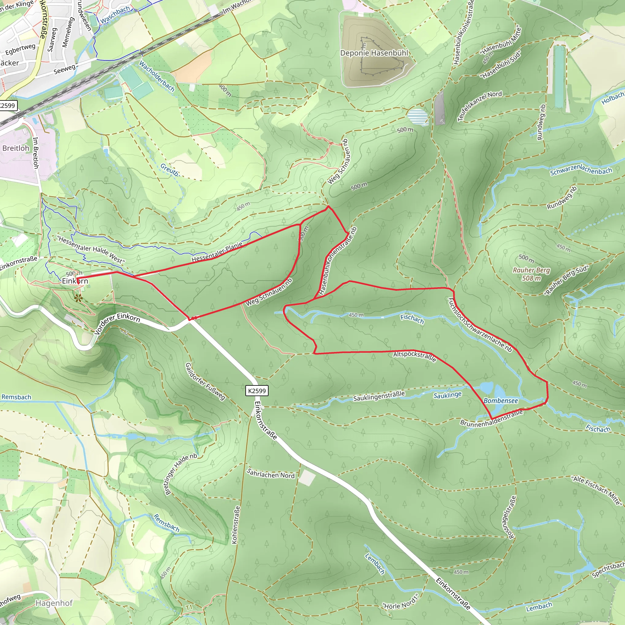Bombensee Loop via Rundwanderweg Schwaebisch Hall mobile static map