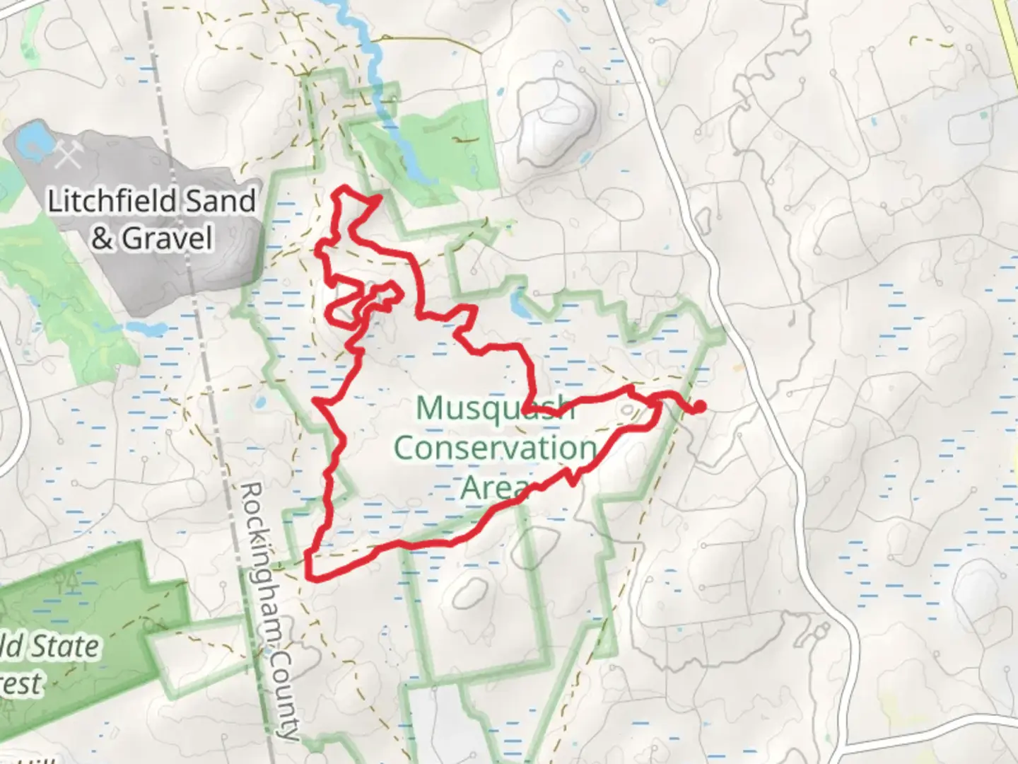 An image depicting the trail Shoots and Ladders and Betty Mack Trail Loop and its surrounding area.