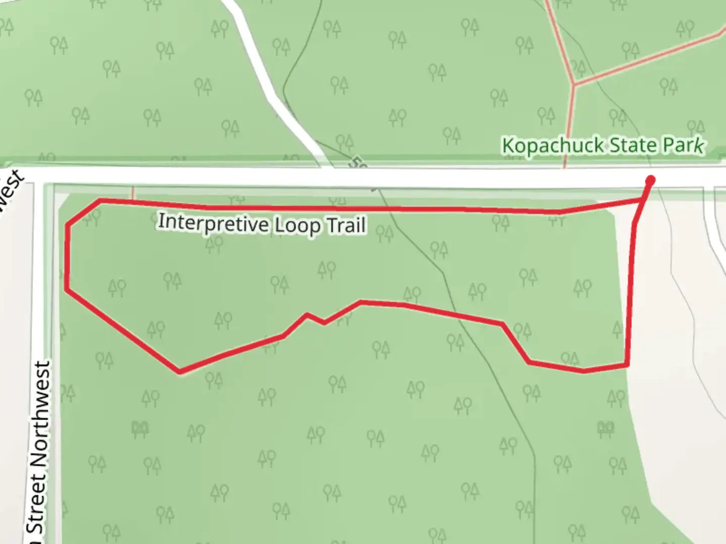 An image depicting the trail Interpretive Loop Trail and its surrounding area.