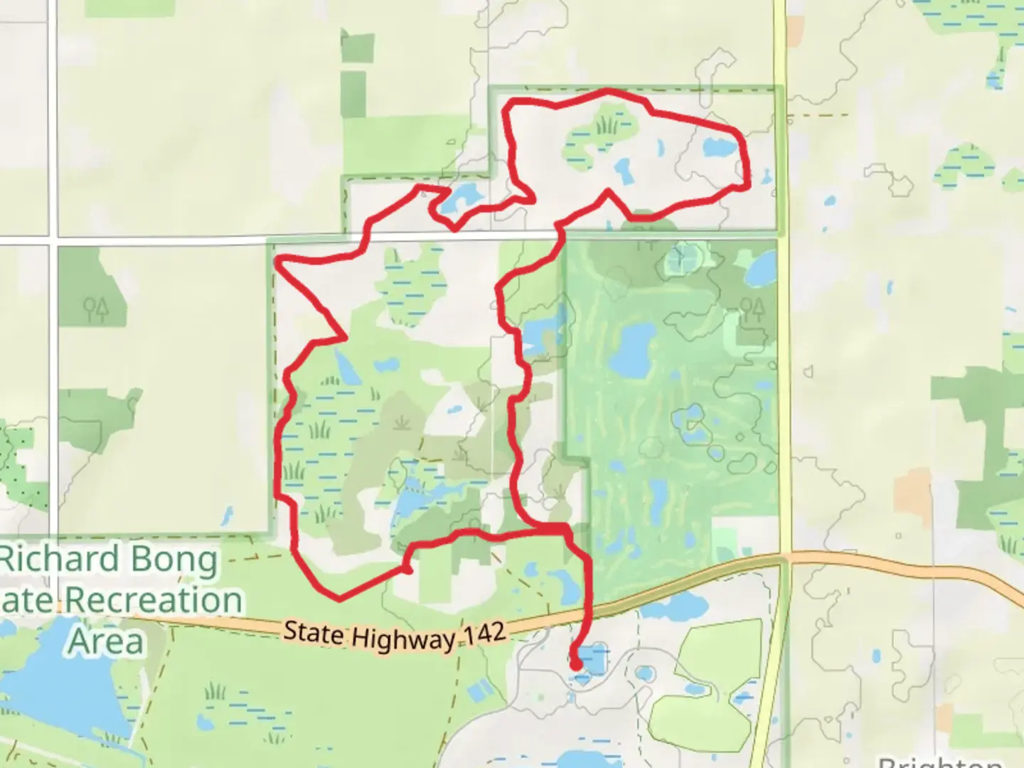 An image depicting the trail Richard Bong State Recreation Area Loop and its surrounding area.
