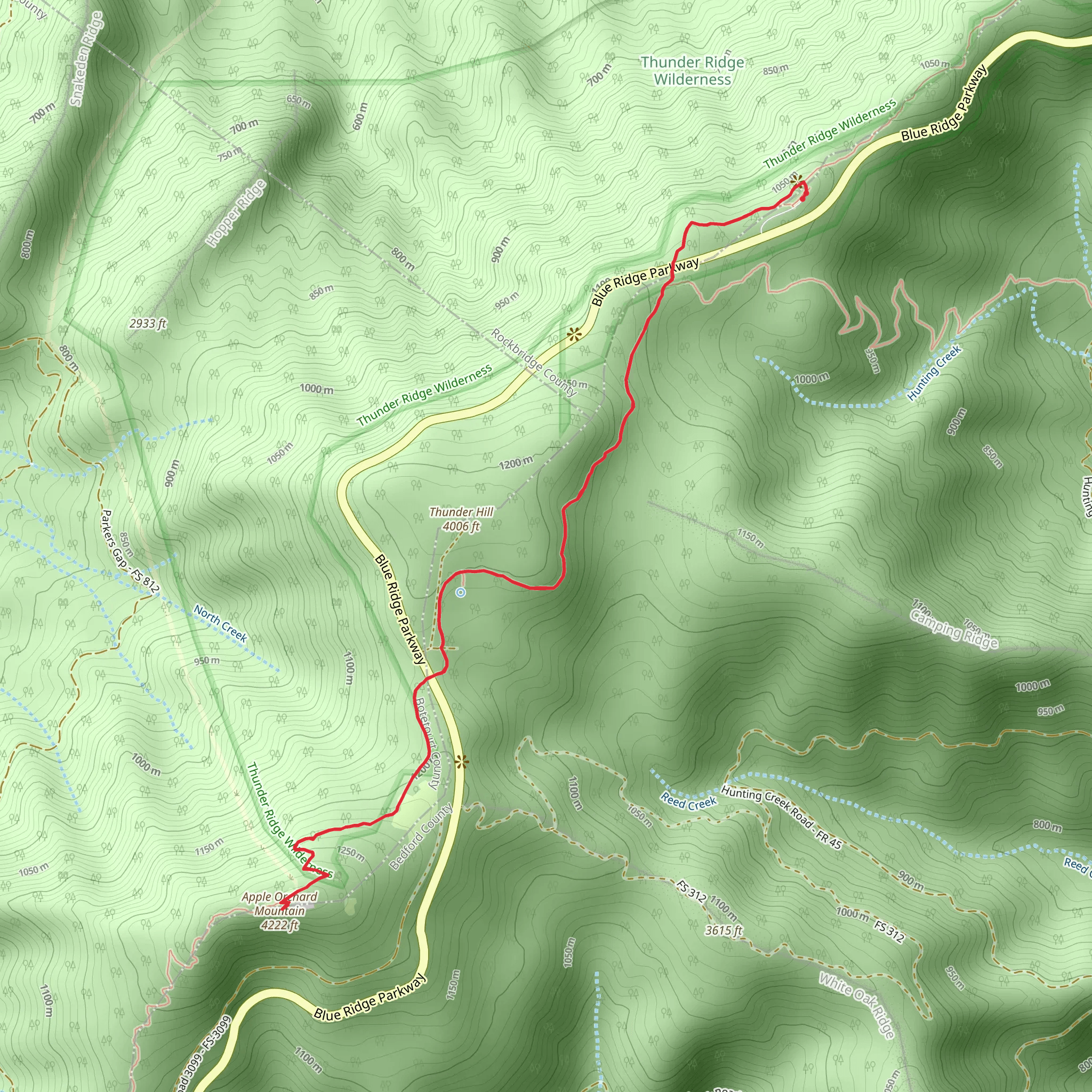 Apple Orchard via Mountain Appalachian Trail Out and Back mobile static map