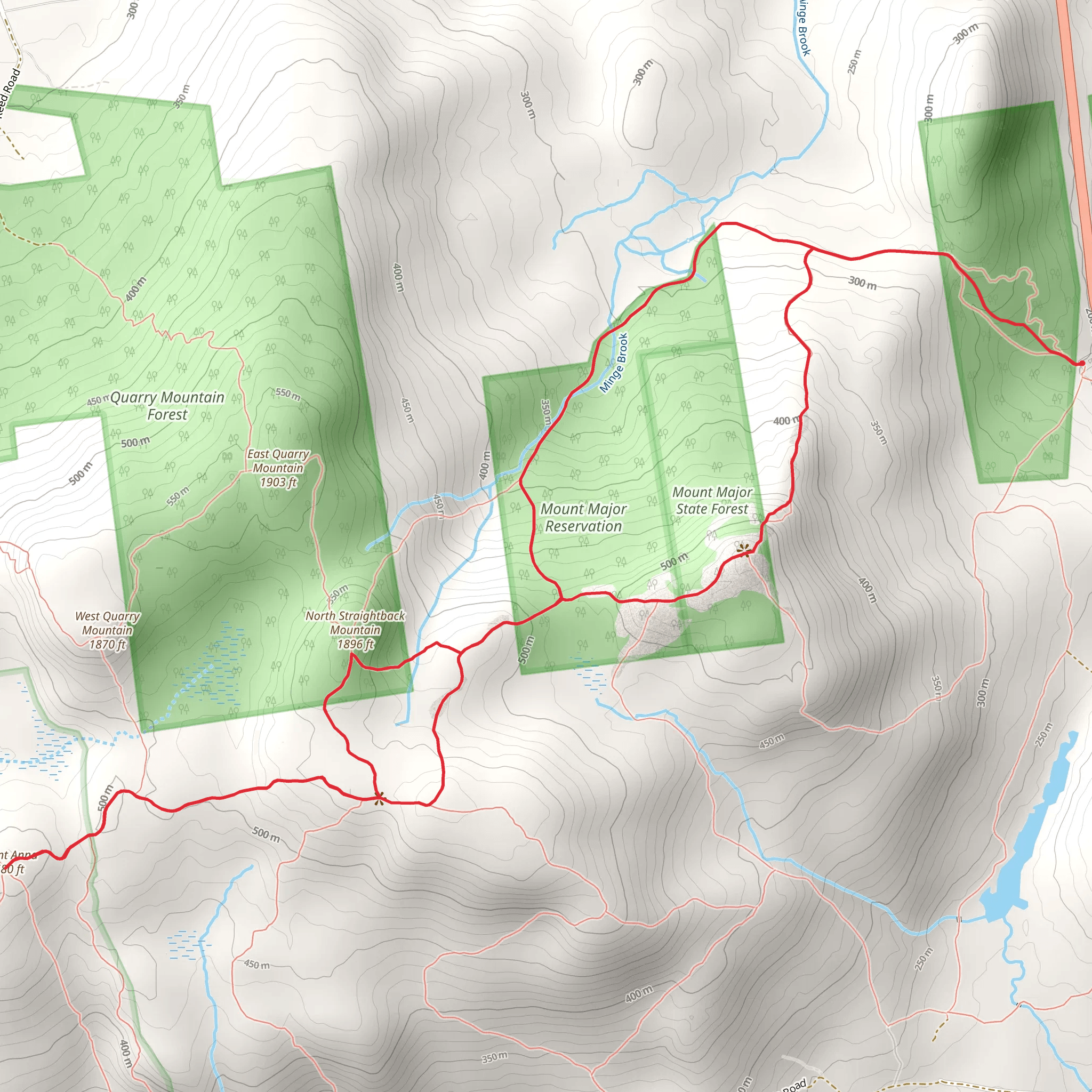 North Straightback Mountain, Straightback, Mountain, Mount Anna and Mount Major Loop mobile static map