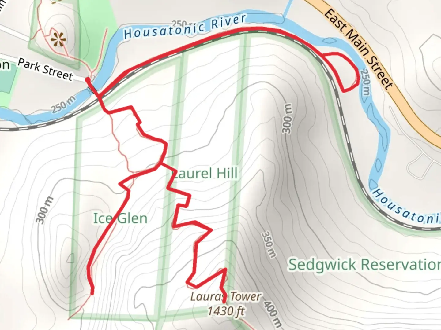 An image depicting the trail Housatonic River and Lara Lookout Trail and its surrounding area.
