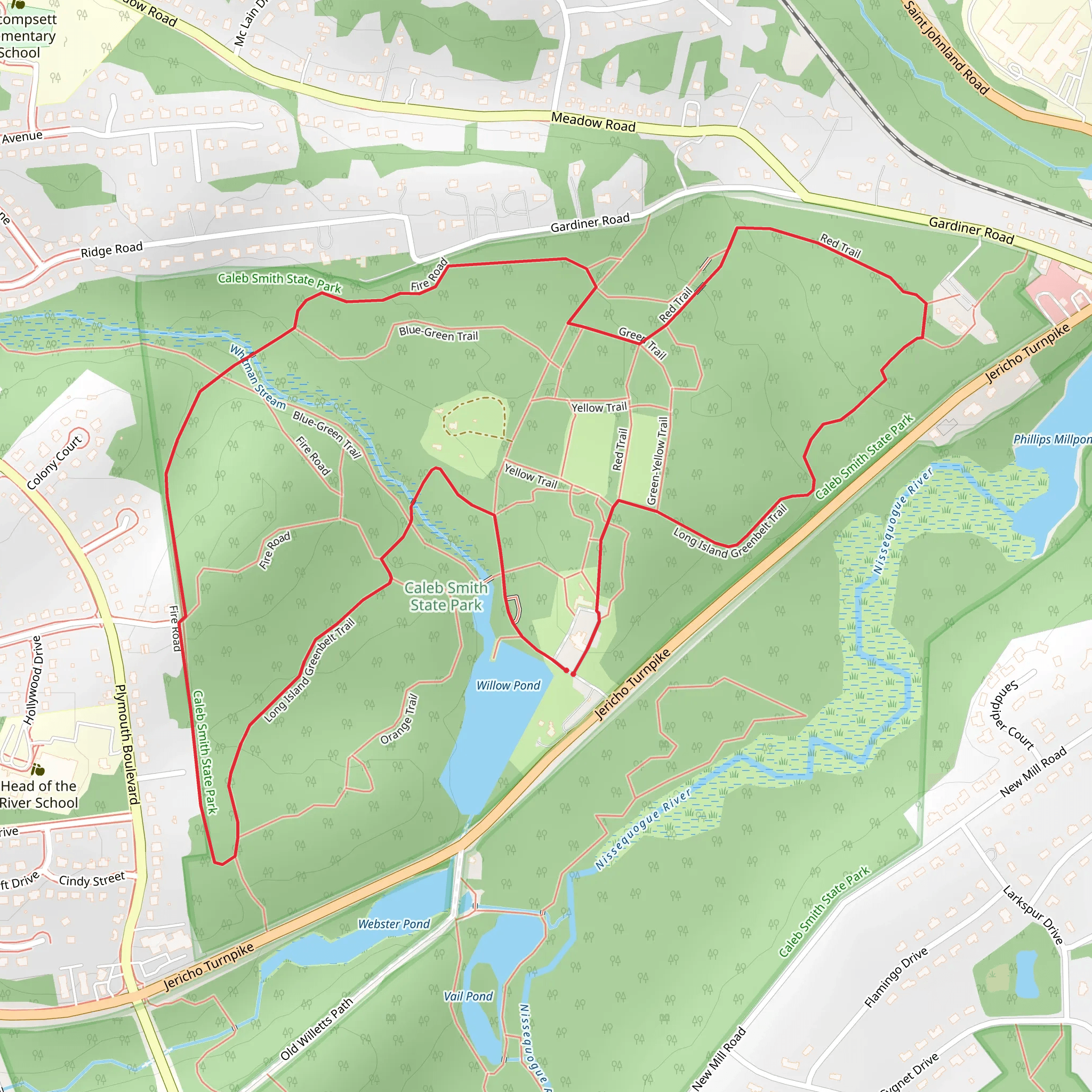 Long Island Greenbelt Short Trail from Loop Willow Pond mobile static map