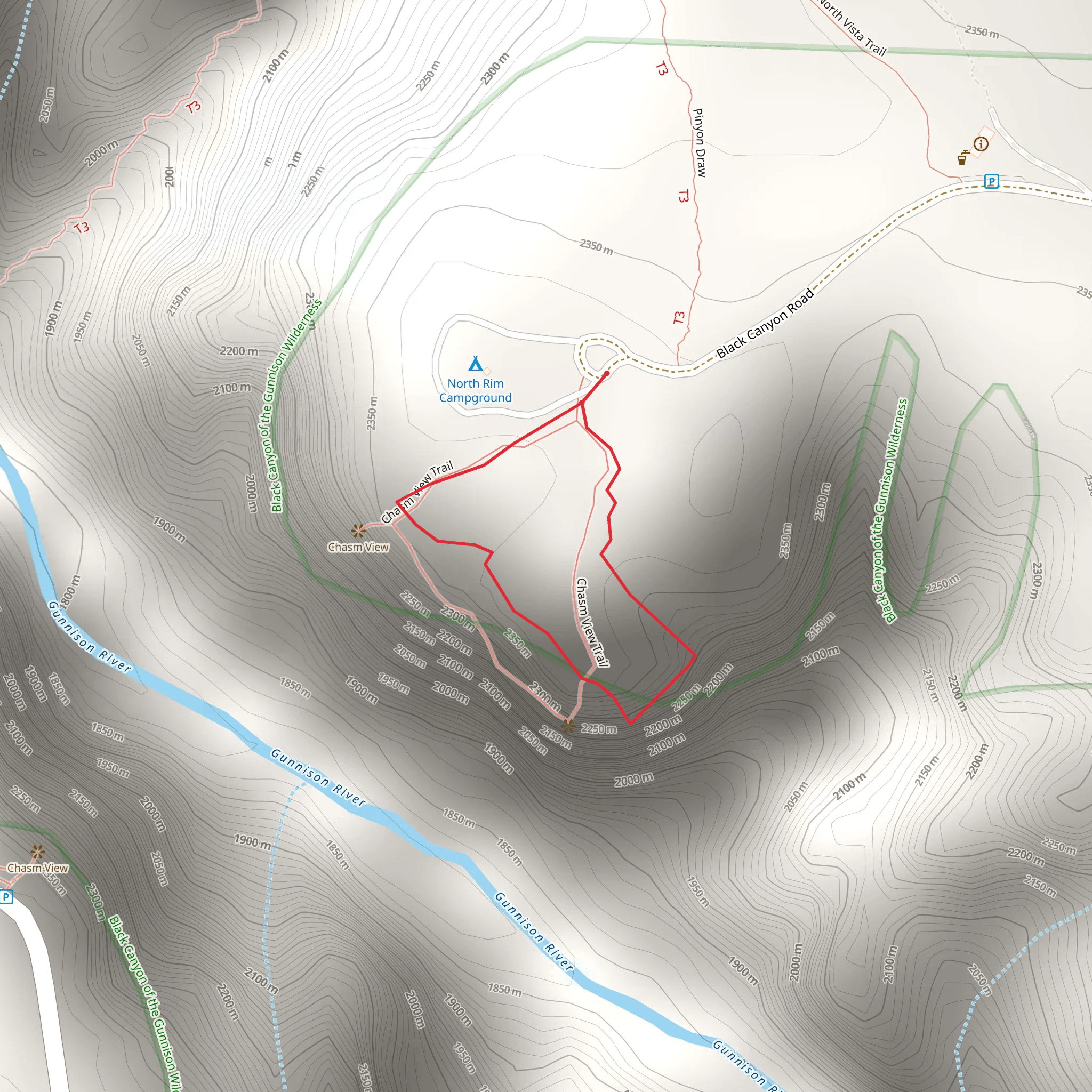 Chasm View Trail mobile static map