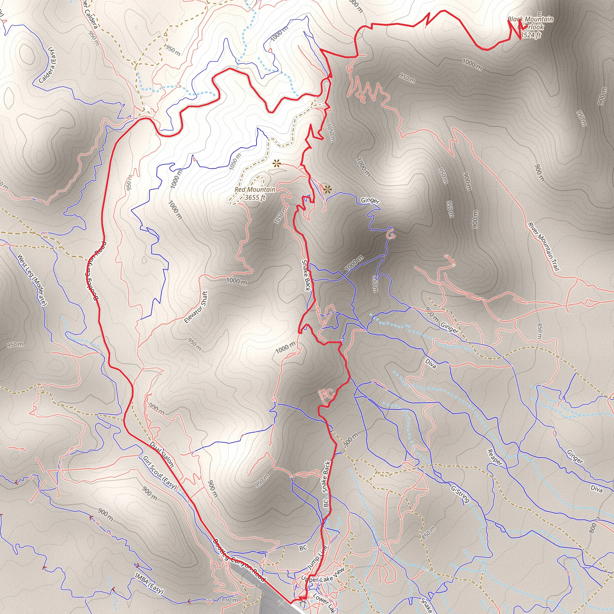 Red Mountain and Black Mountain Overlook Loop mobile static map