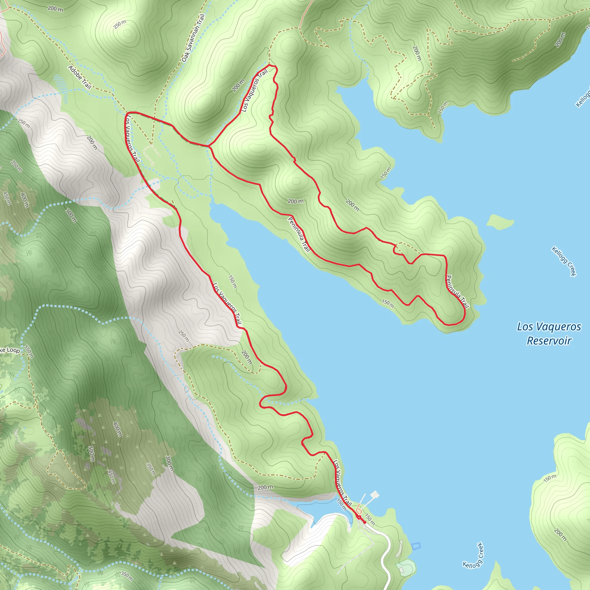Los Vaqueros Reservoir Loop mobile static map