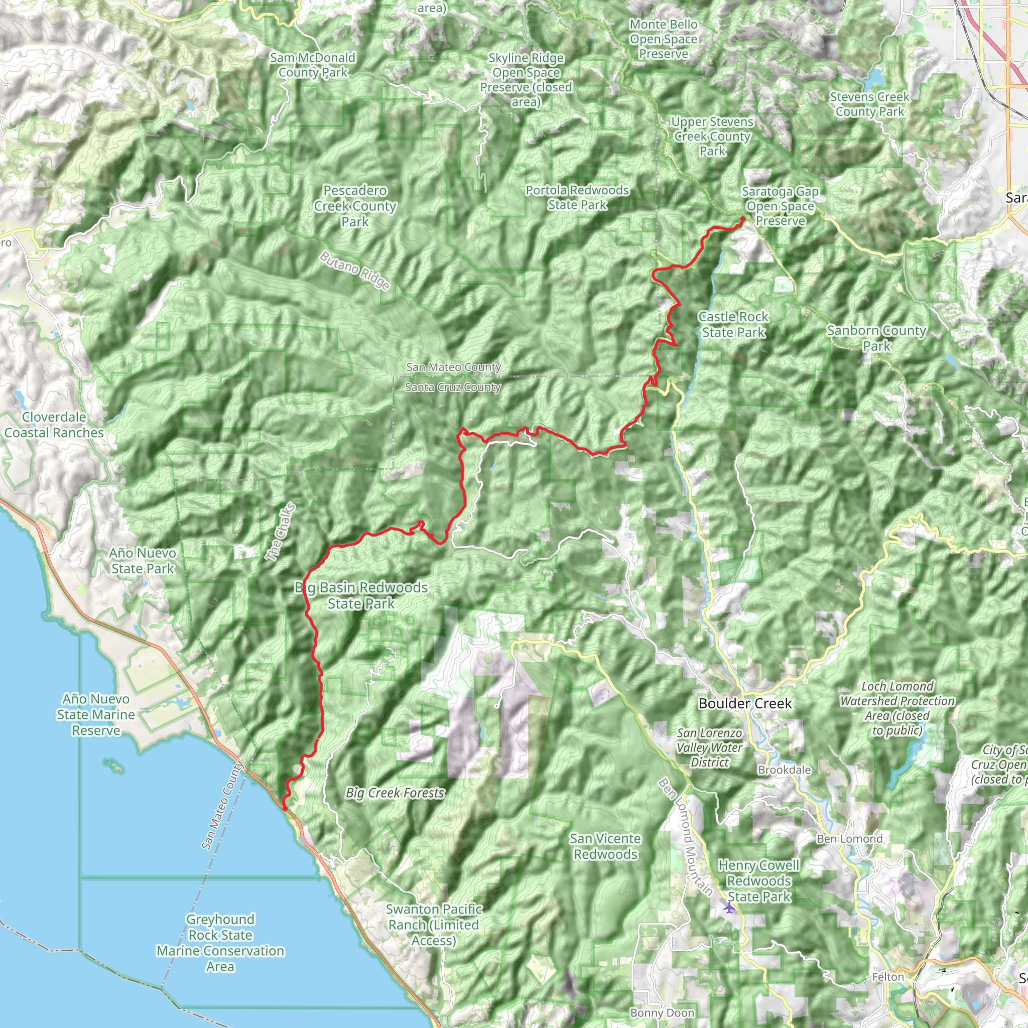 Skyline to Sea Trail mobile static map