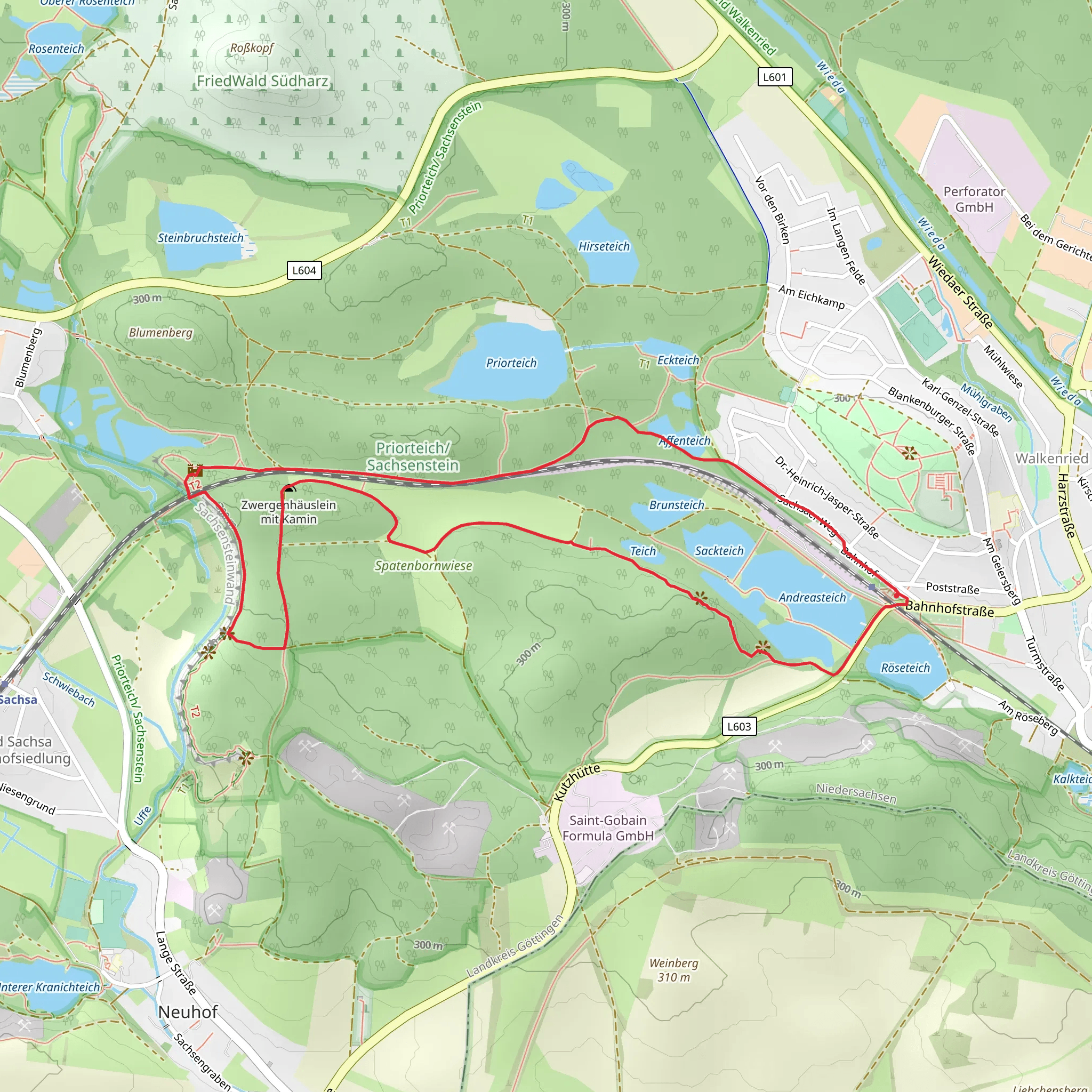 Andreasteich, Höllteich, Sachseneiche and Sachsenstein LoopLoop mobile static map