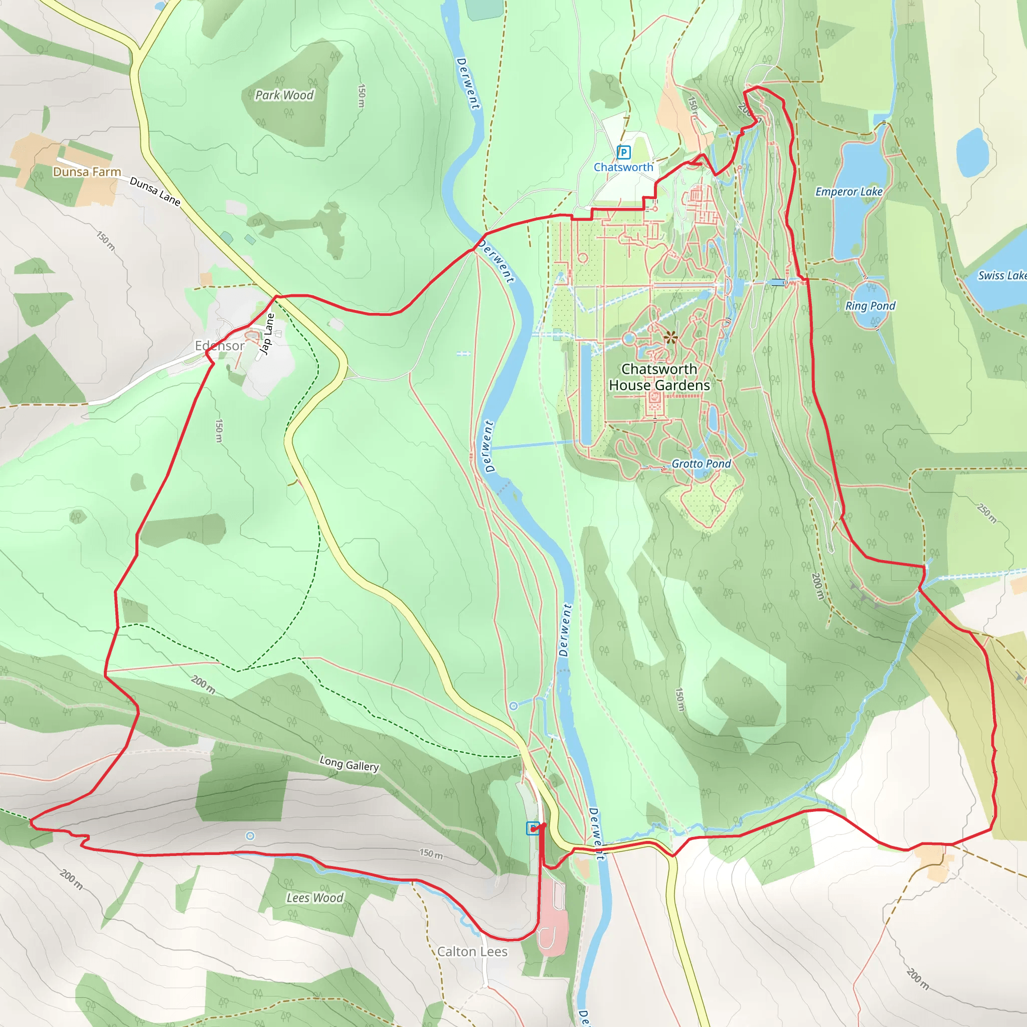Chatsworth House Gardens Loop mobile static map