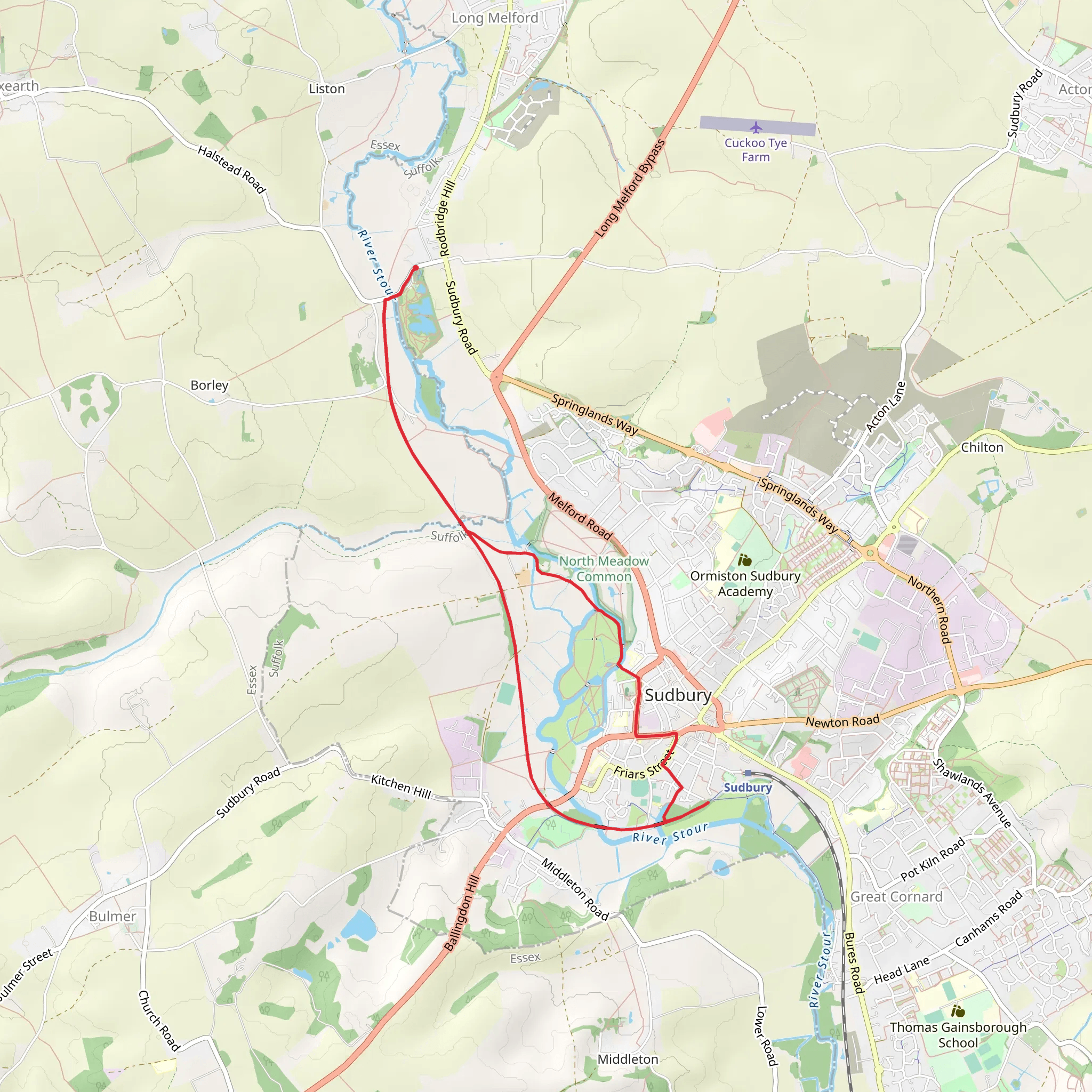 Sudbury from Long Melford Circular mobile static map