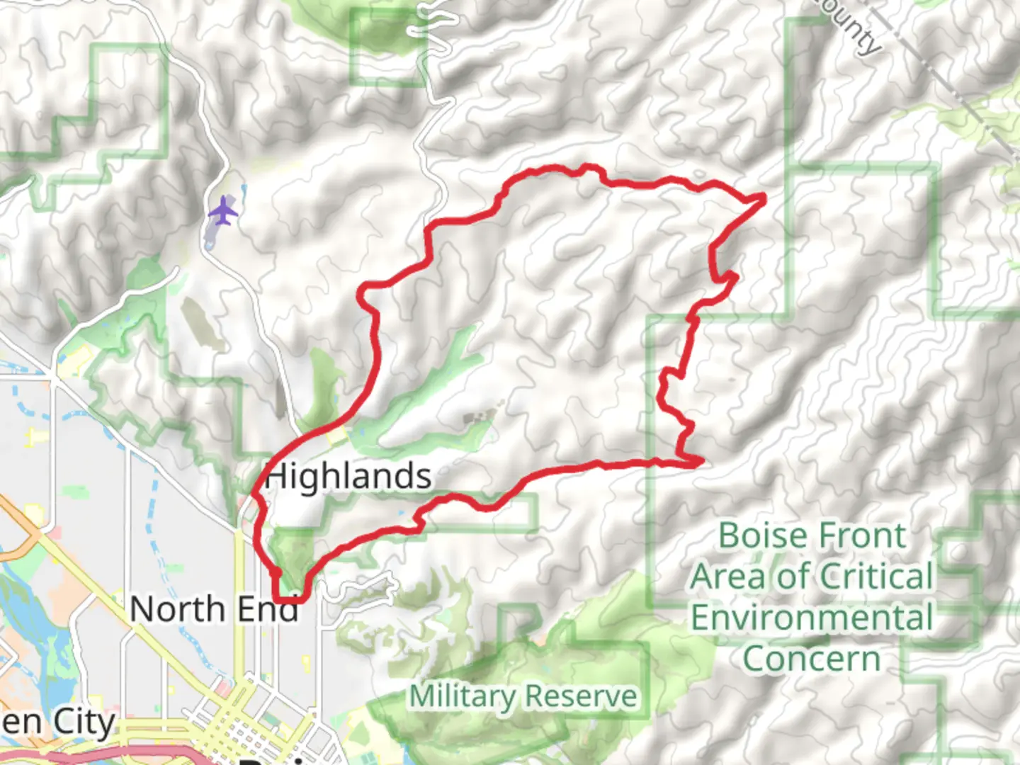 An image depicting the trail Corrals and The Grove Loop and its surrounding area.
