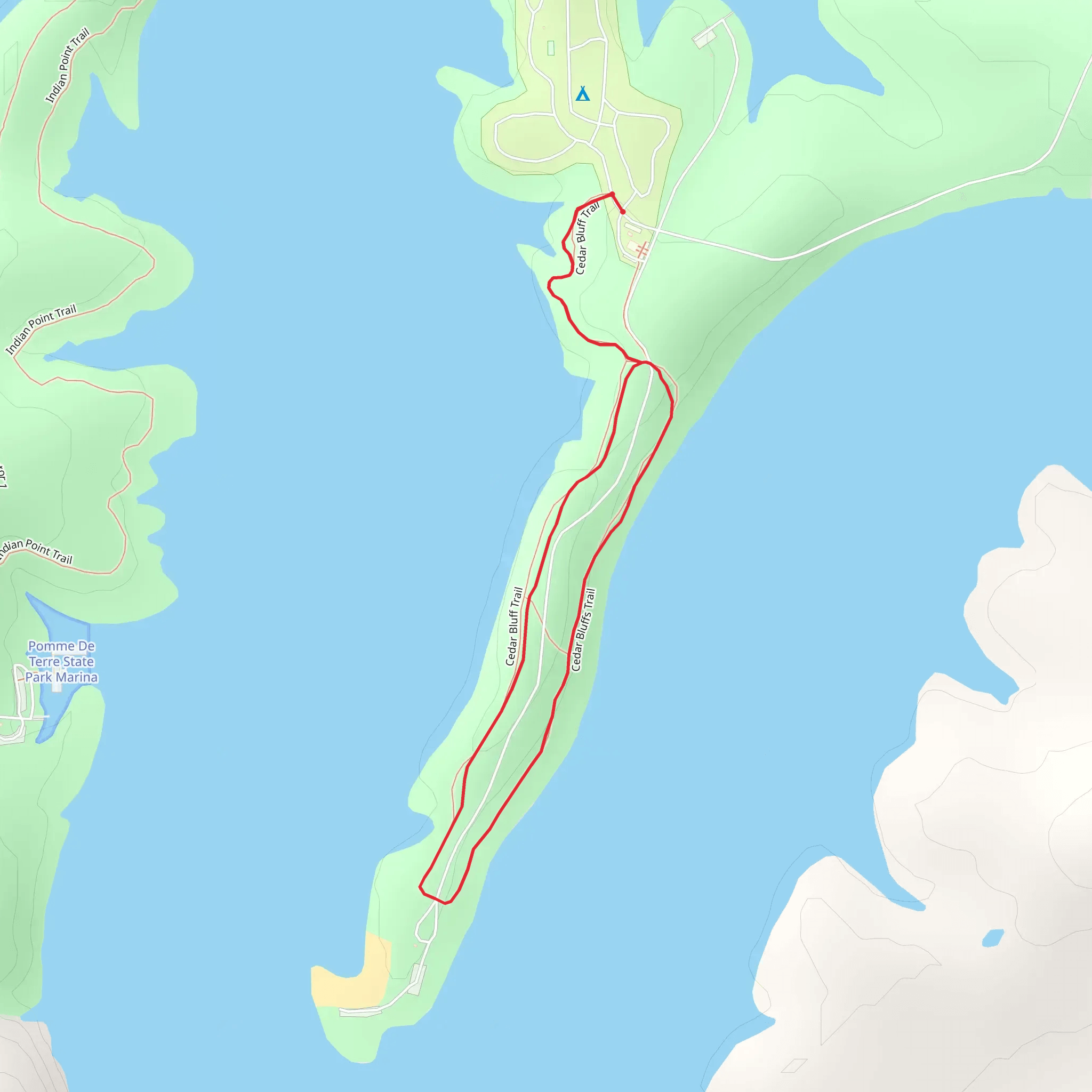 Cedar Bluff Loop Trail mobile static map
