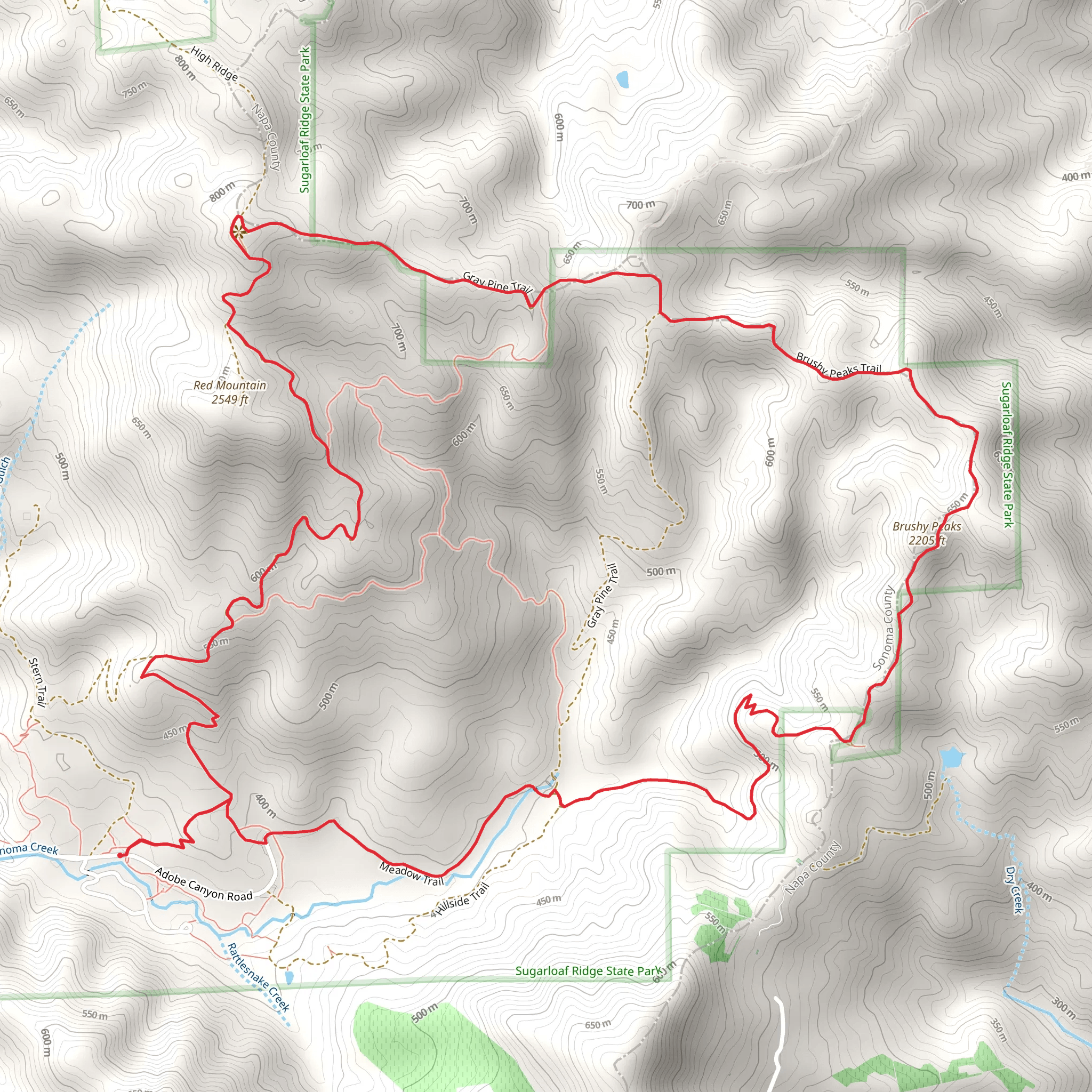 Brushy Peaks and Bald Mountain Loop mobile static map