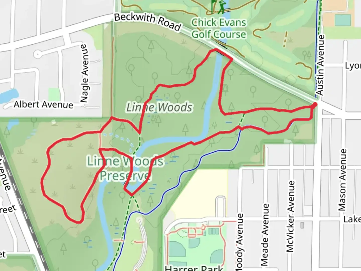 An image depicting the trail Linne Prairie and North Branch Tan Unpaved Loop Trail and its surrounding area.
