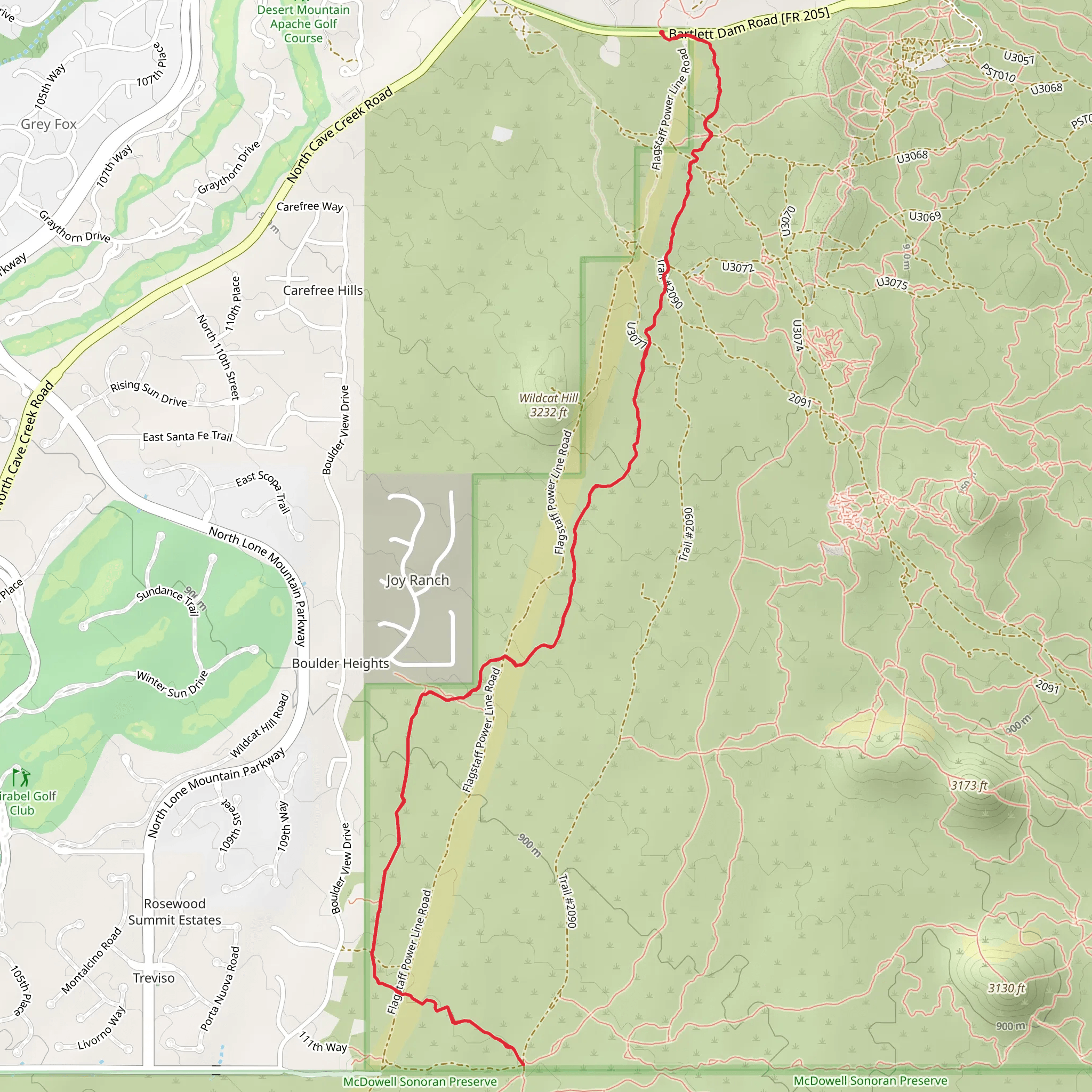 Maricopa Trail - Bartlett Dam Road mobile static map
