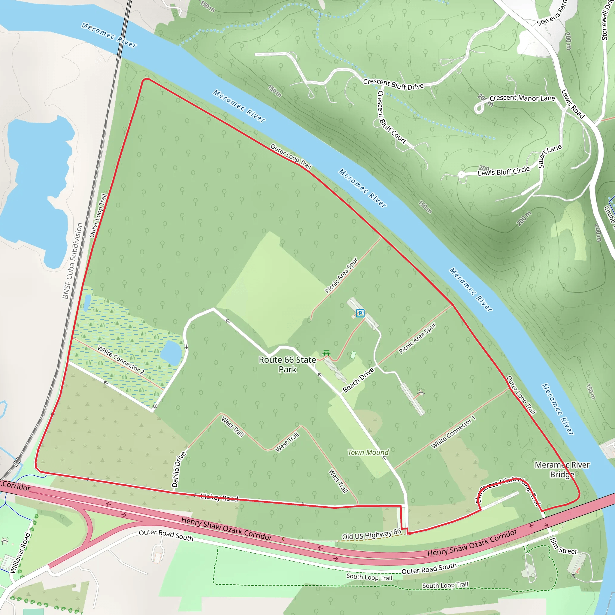 Outer Loop Trail - Meramec River mobile static map