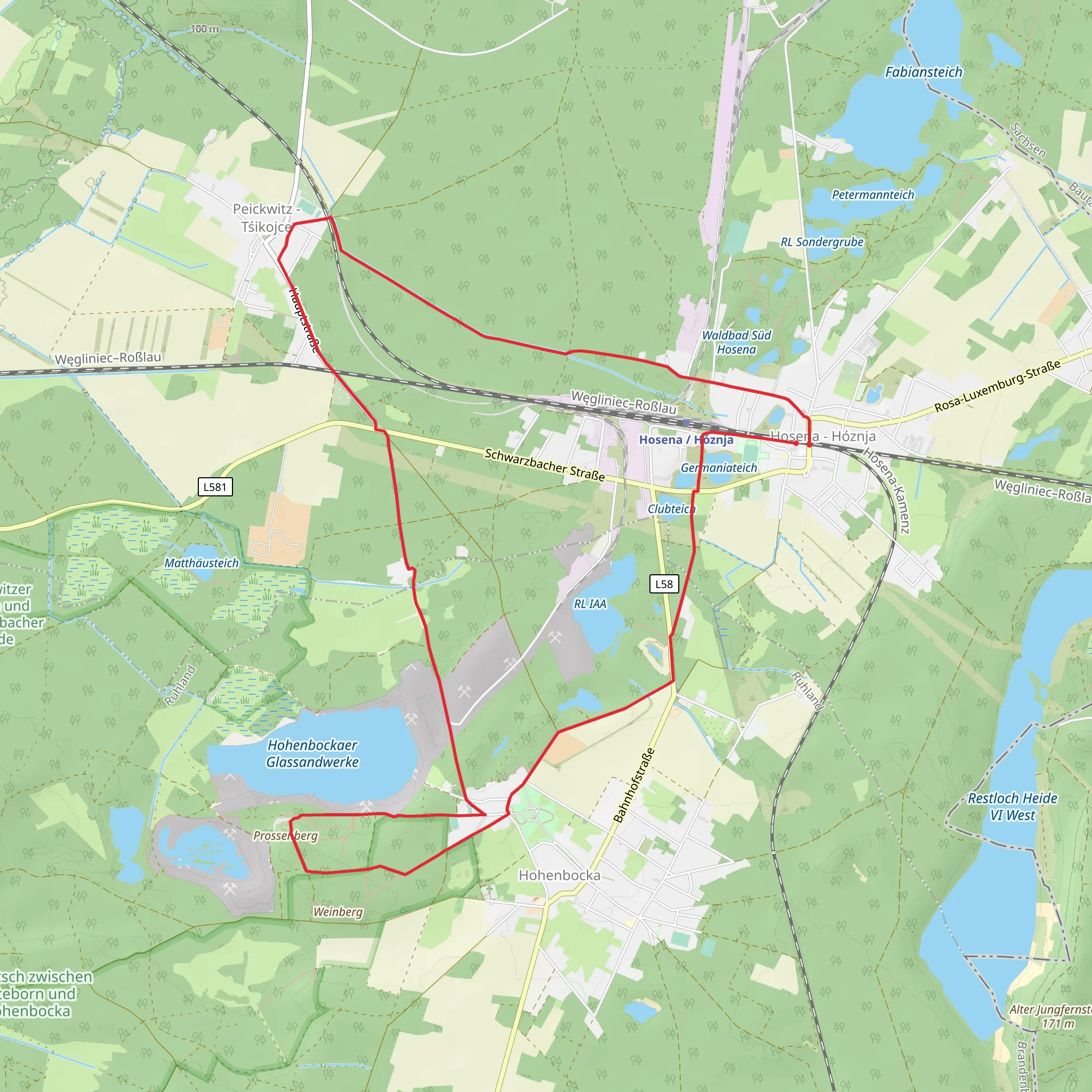 RL Schweinemastanlage via Hohenbocka - Senftenberger See mobile static map