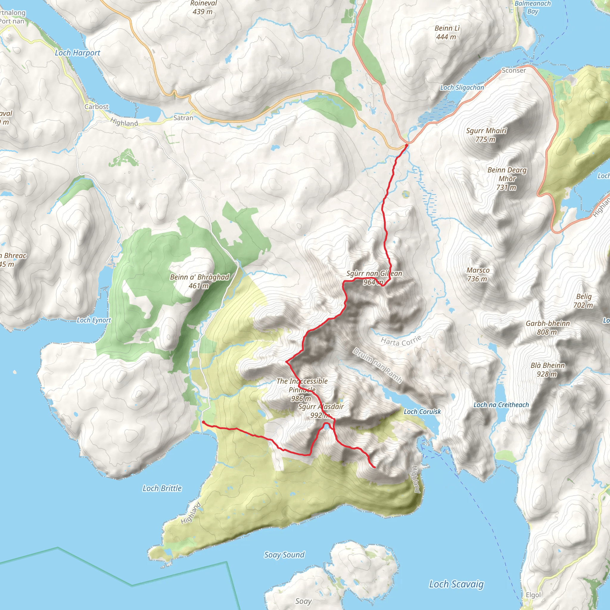 Sgurr nan Eag and Sgurr Dearg from Bualintur mobile static map