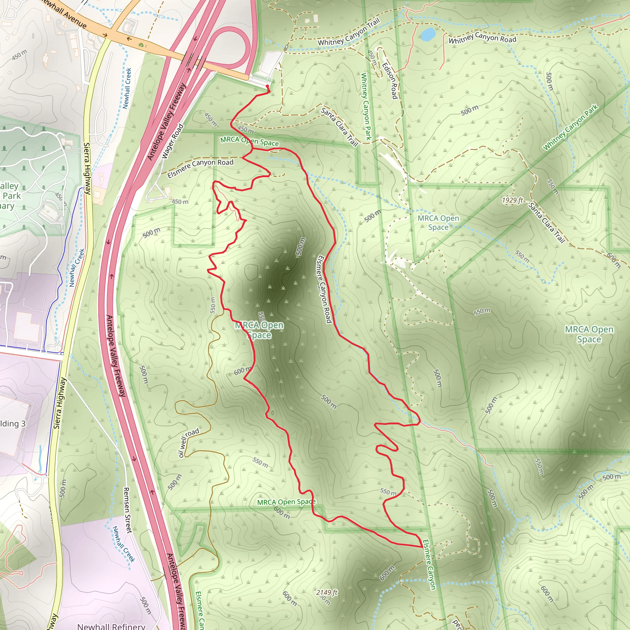 Elsmere Canyon Road Loop mobile static map