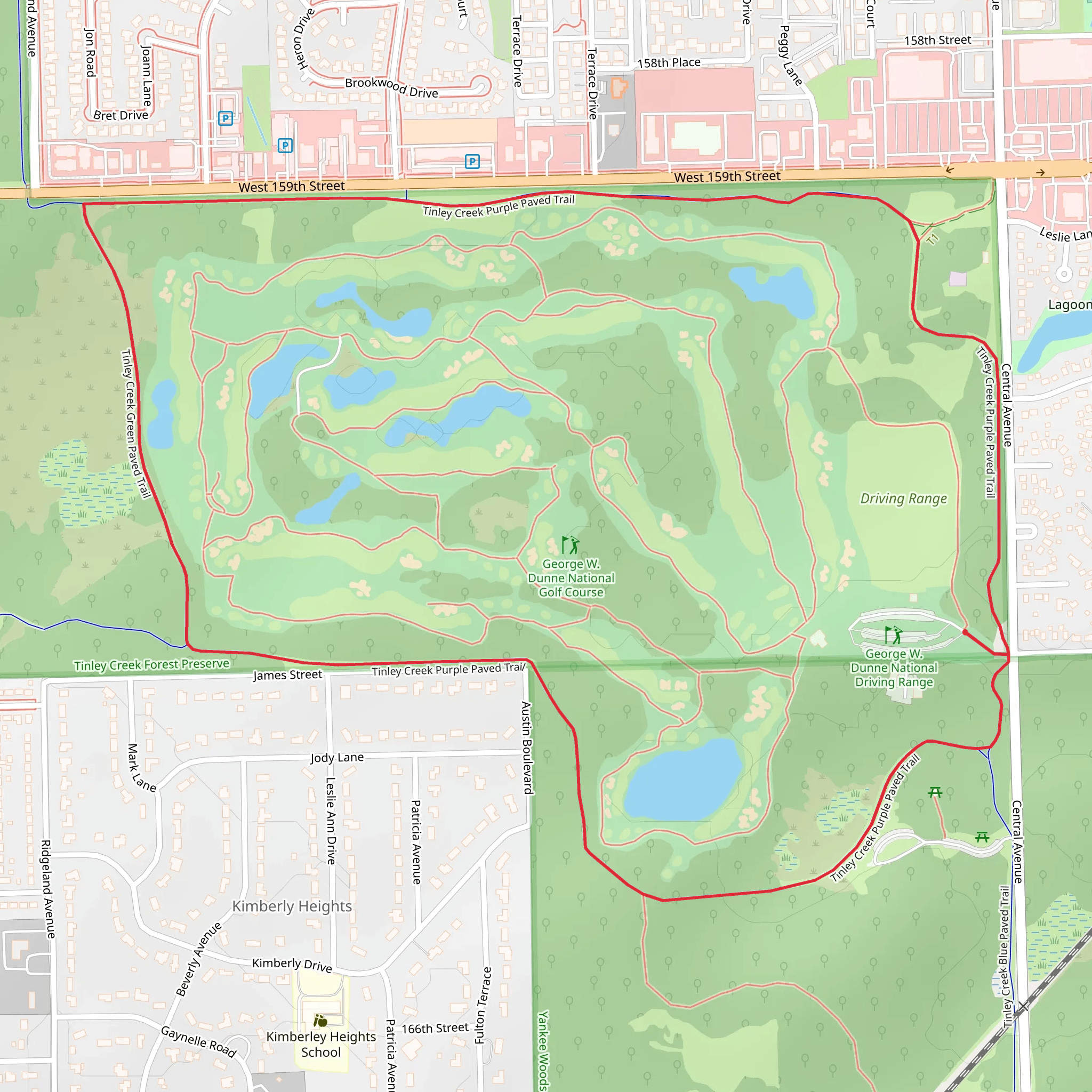 George W Dunne National Golf Course Loop mobile static map