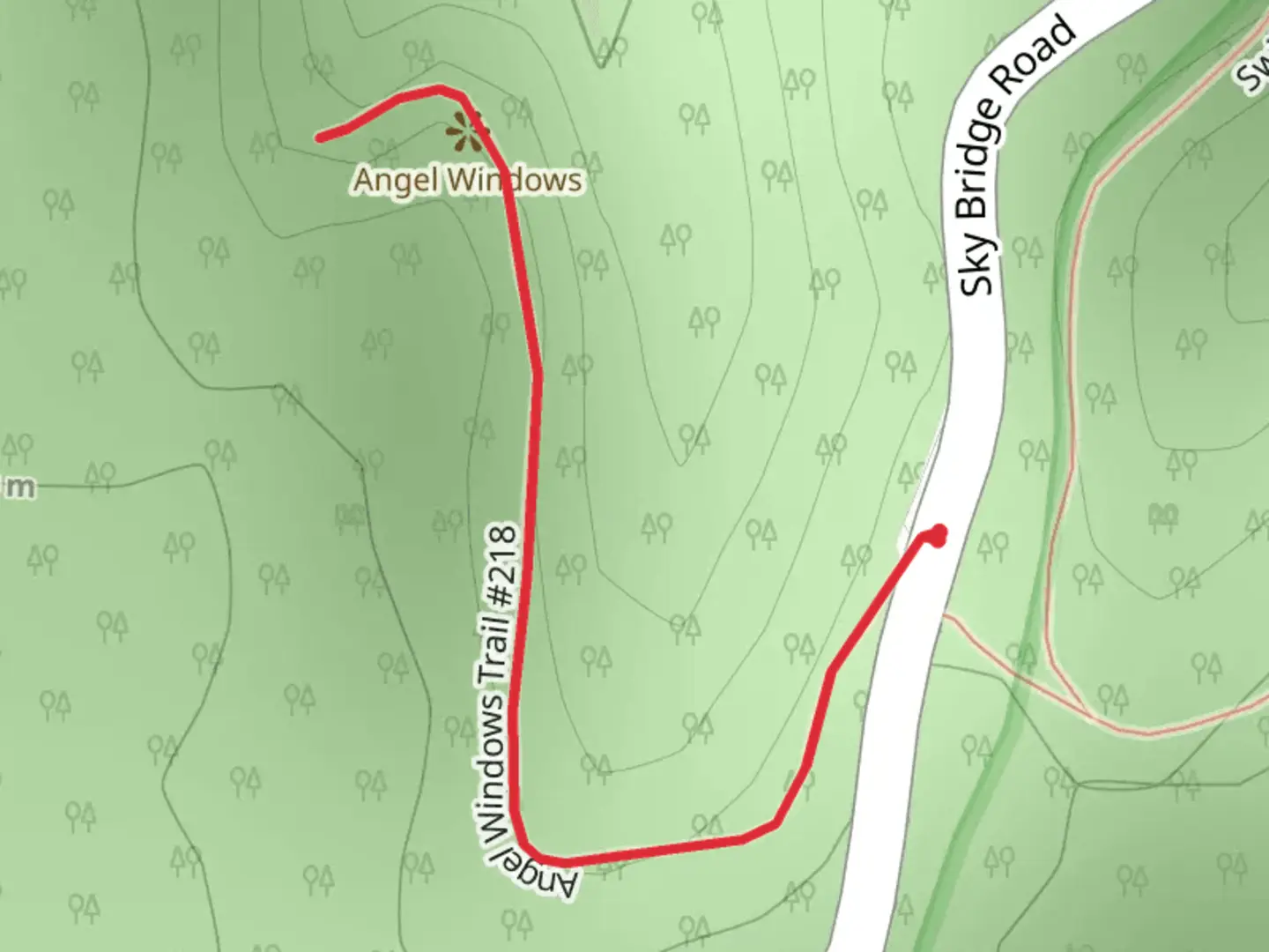 An image depicting the trail Angel Windows Trail and its surrounding area.